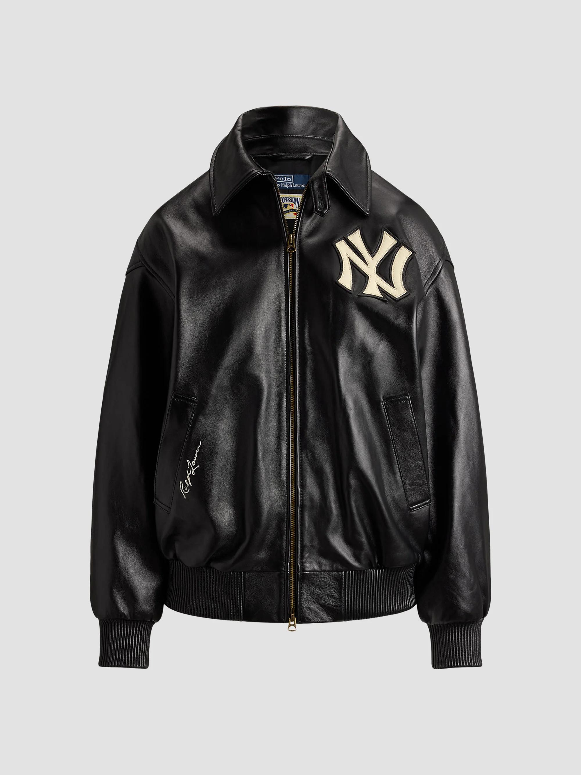 Women's x New York Yankees Lux Leather Zip-Up Bomber Jacket