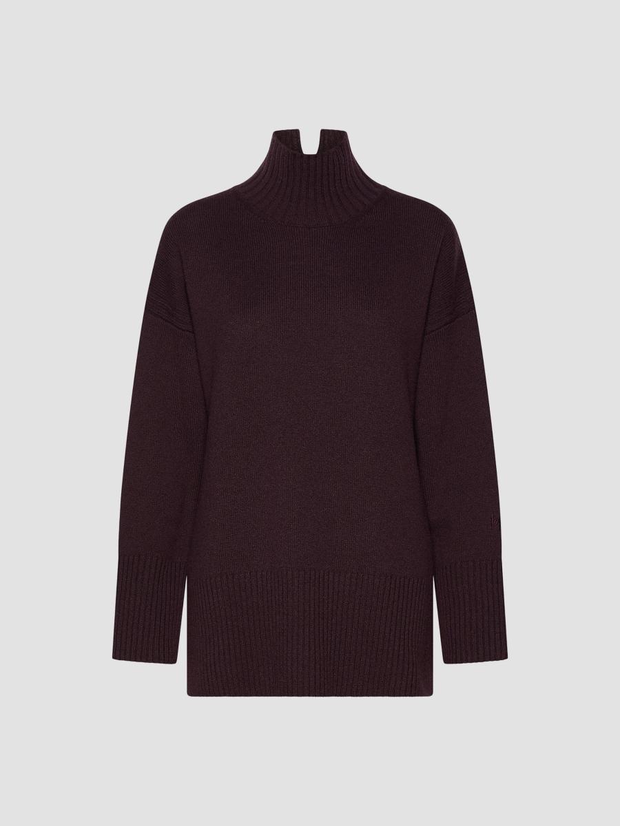 Marella Women's Pure Wool Mock Polo Neck Jumper In Blackberry