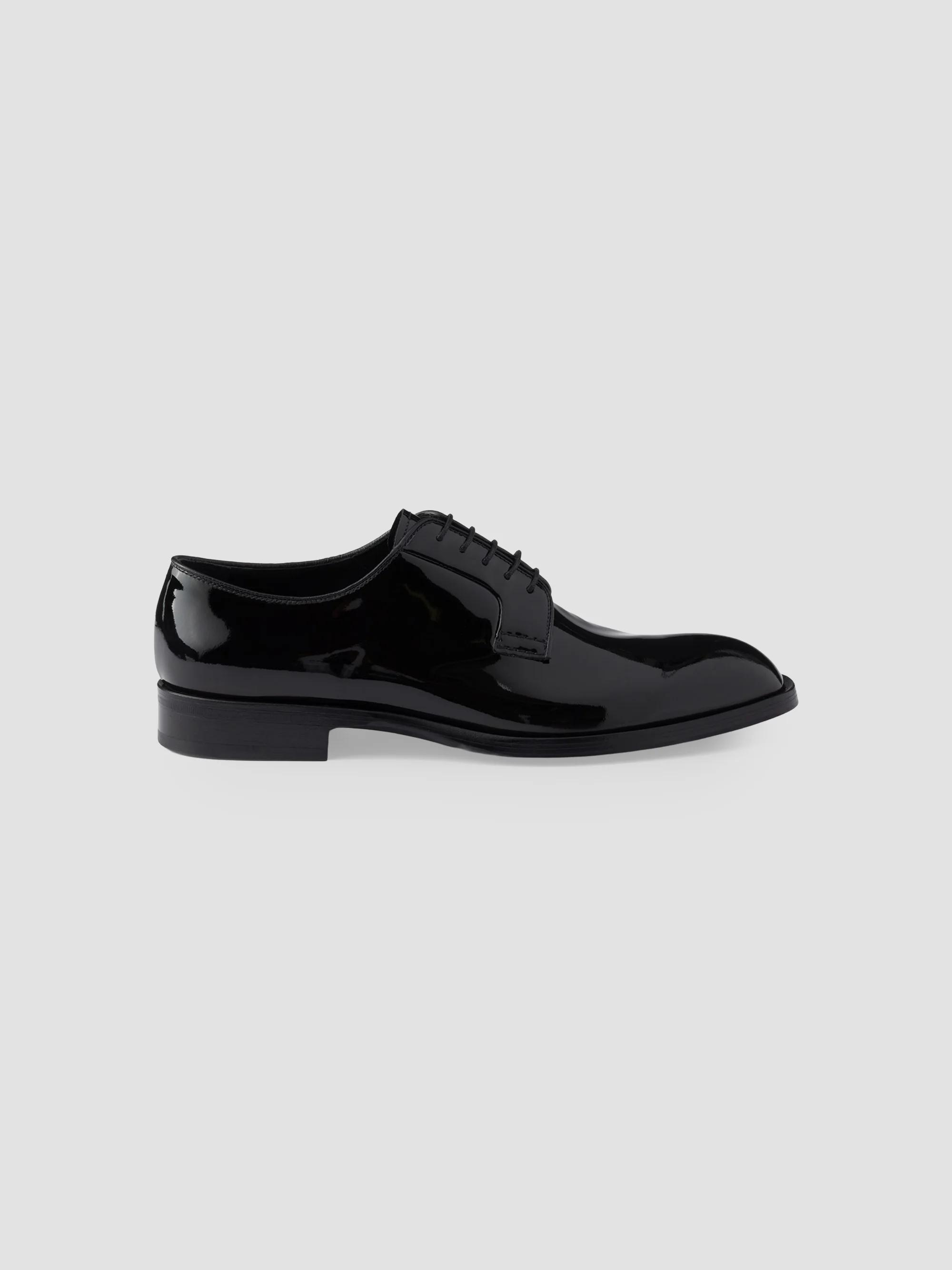 Prada Men's Brushed Leather Lace-Up Shoes - Black