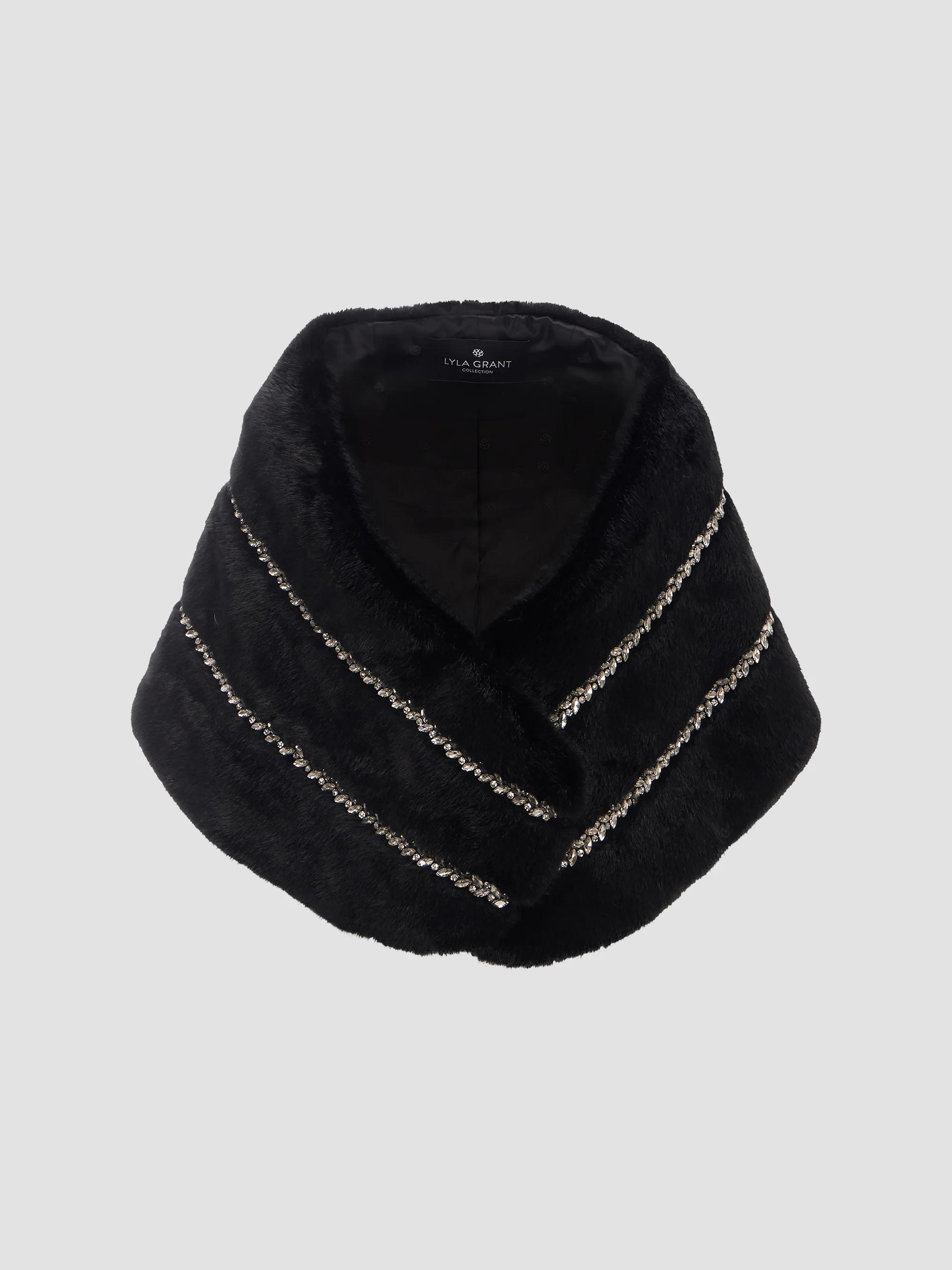 Lyla Grant Women's Stole with Rhinestone Inserts - Black