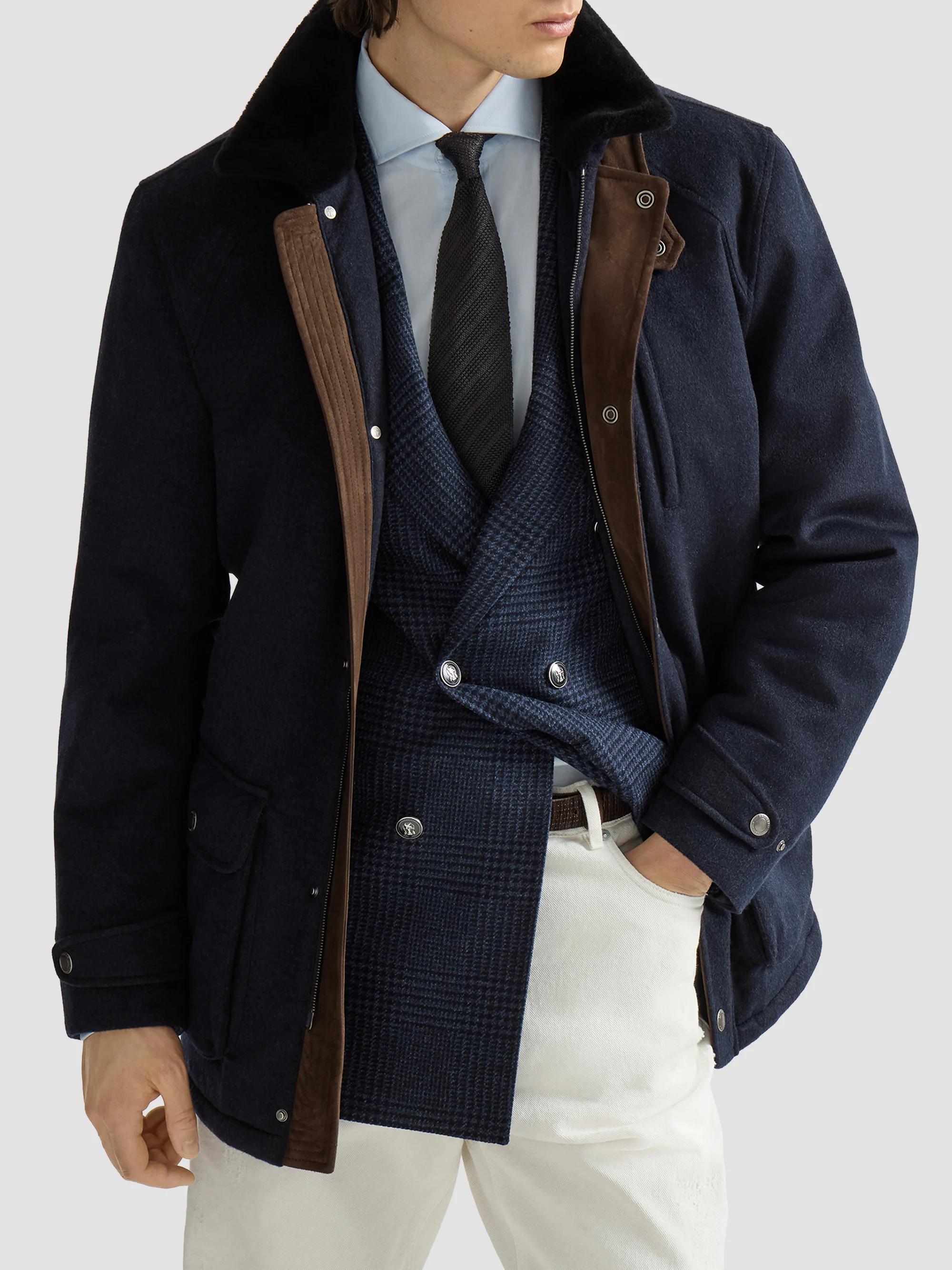 Brunello Cucinelli Bonded Cashmere Beaver Cloth Field Jacket