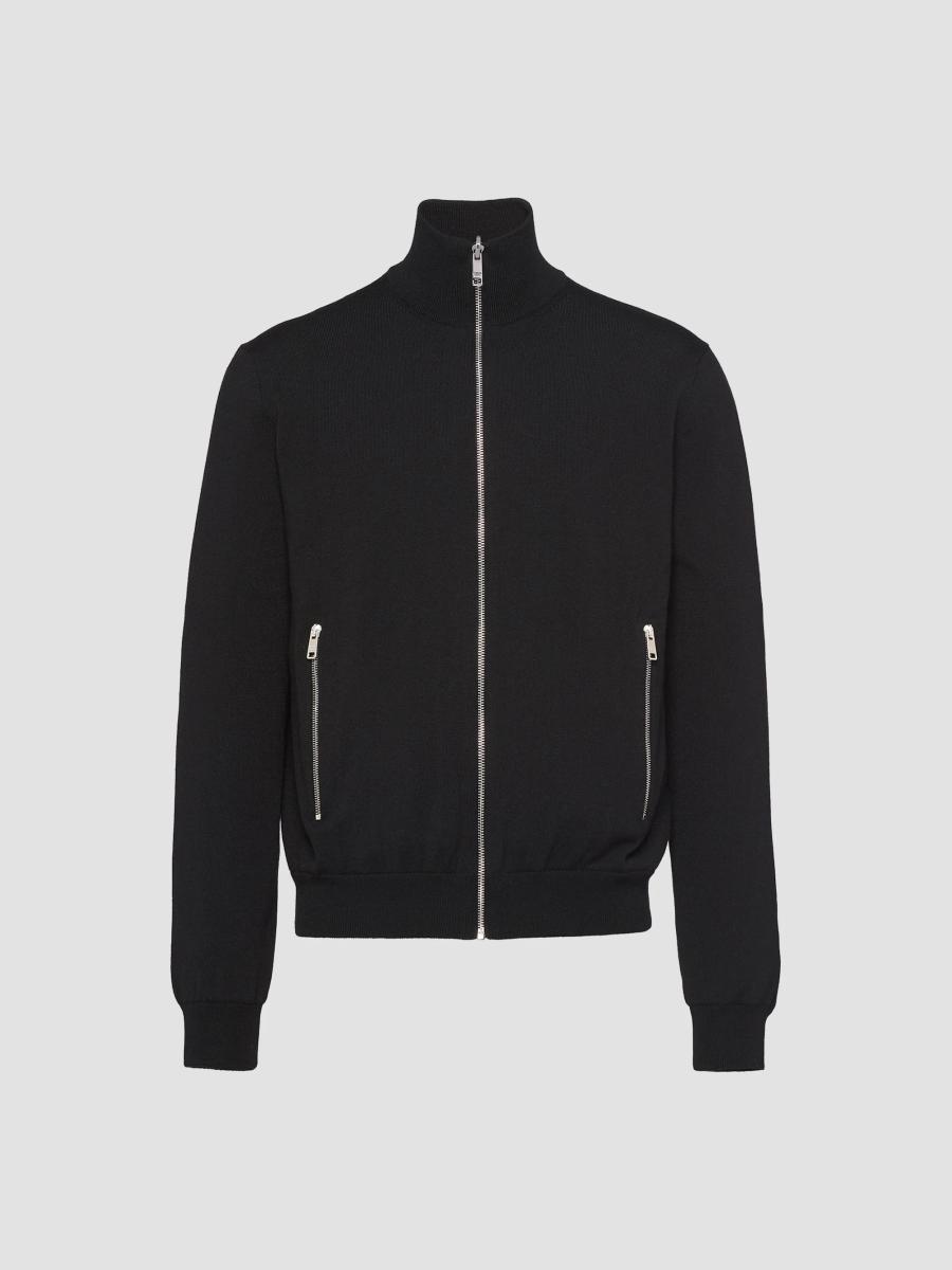 Prada Men's Reversible Wool And Re-nylon Jacket In Black