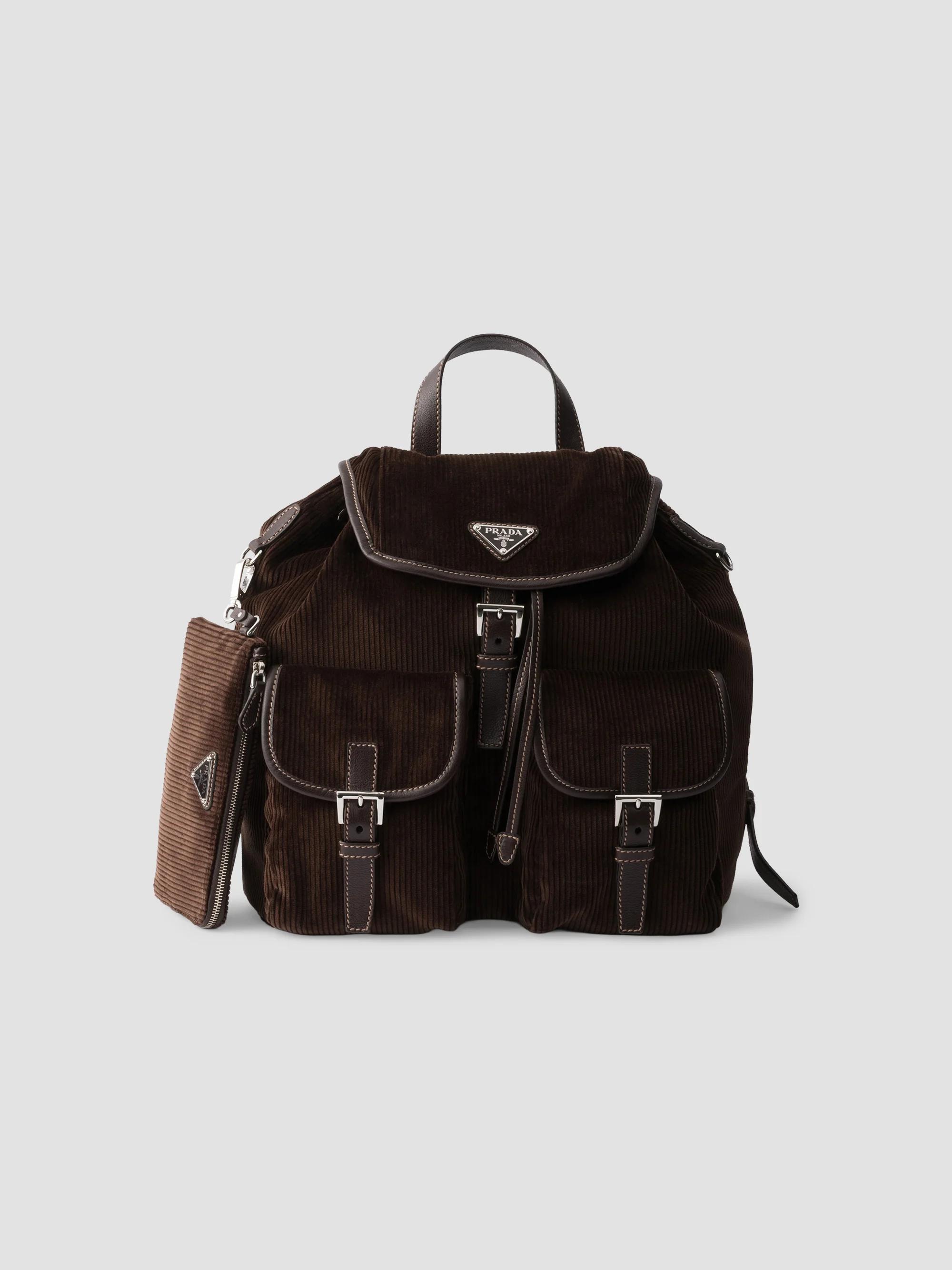 Prada Medium Corduroy and Leather Backpack | Saks Fifth Avenue