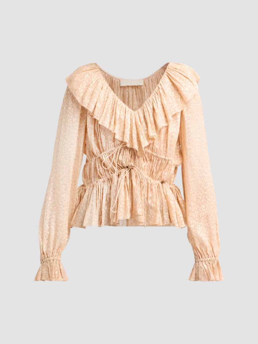 Ulla Johnson Women's Odilia Ruffled Silk-blend Blouse In Yellow