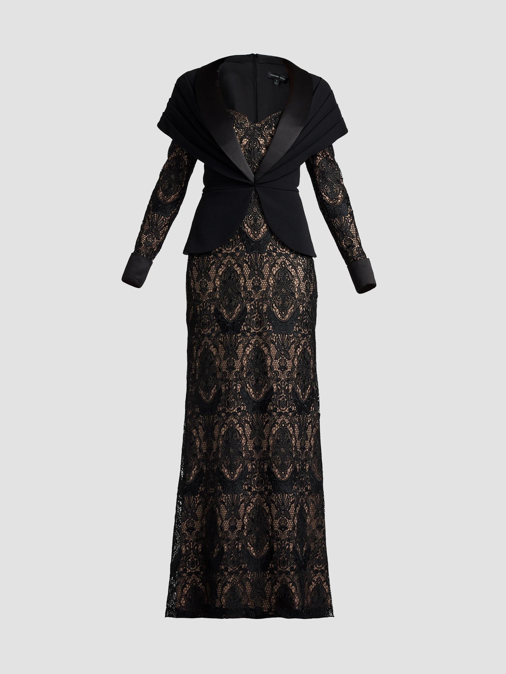 Sho by Tadashi Shoji Lace V-neck Column Gown | Saks Fifth Avenue