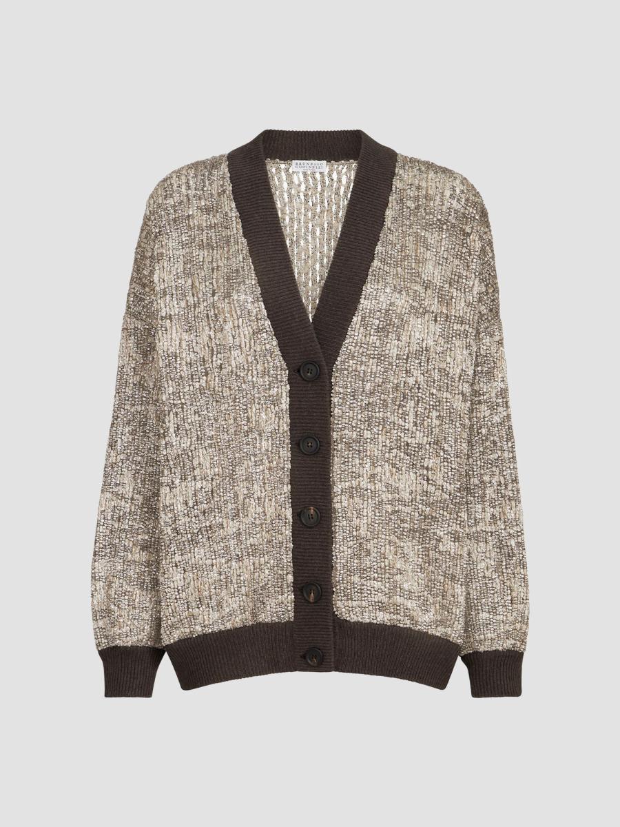 Brunello Cucinelli Dazzling Craquelé Embroidery Cardigan | Saks