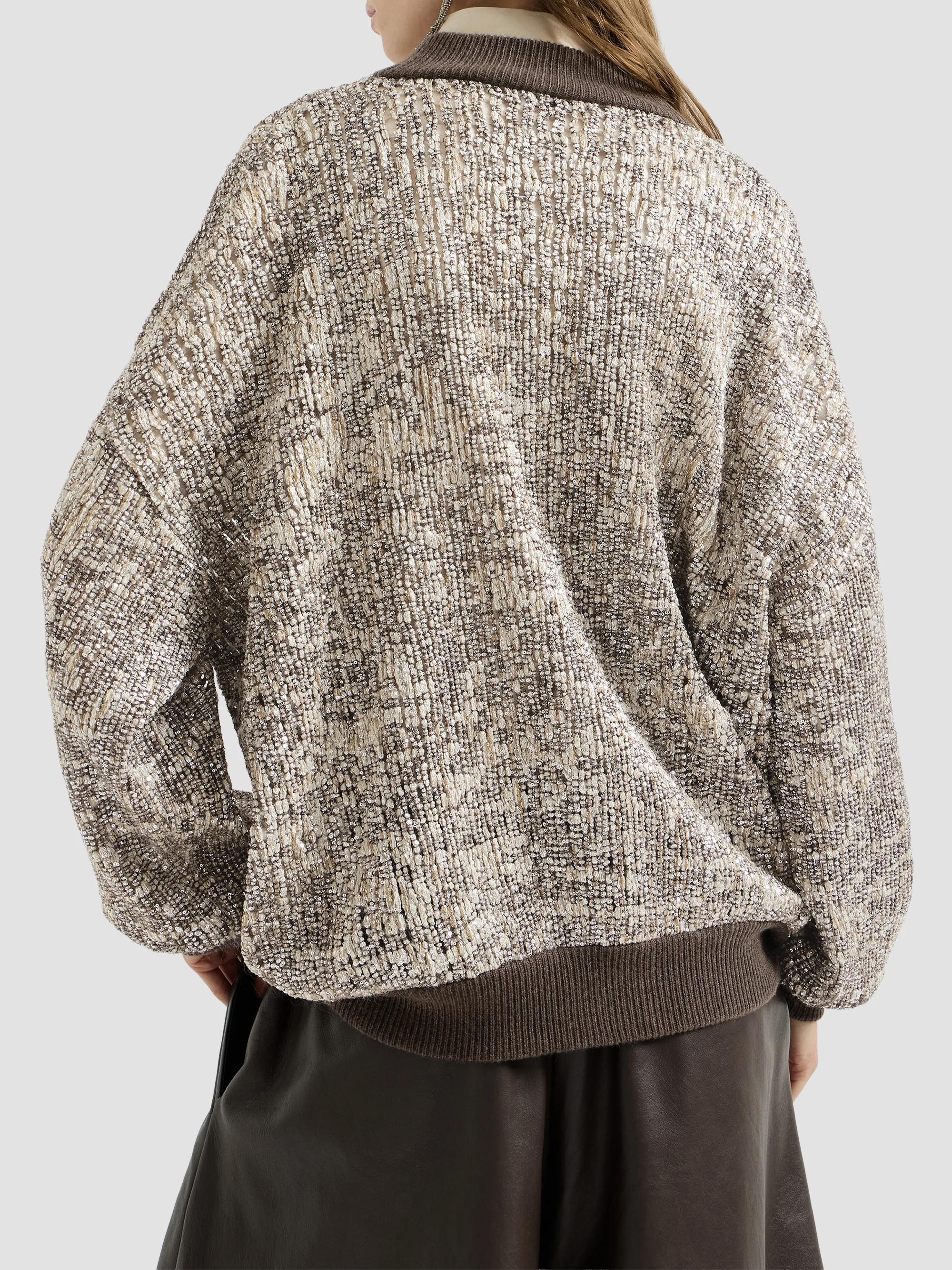 Brunello Cucinelli Dazzling Craquelé Embroidery Cardigan | Saks