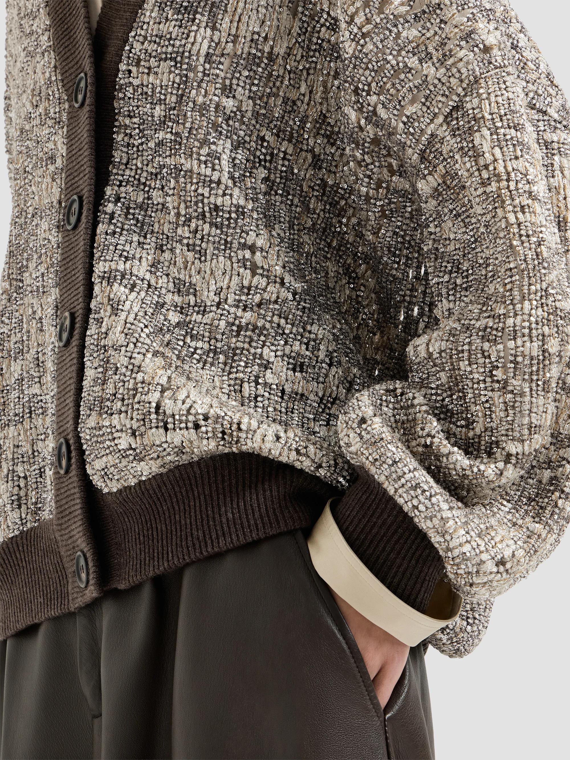 Brunello Cucinelli Dazzling Craquelé Embroidery Cardigan | Saks