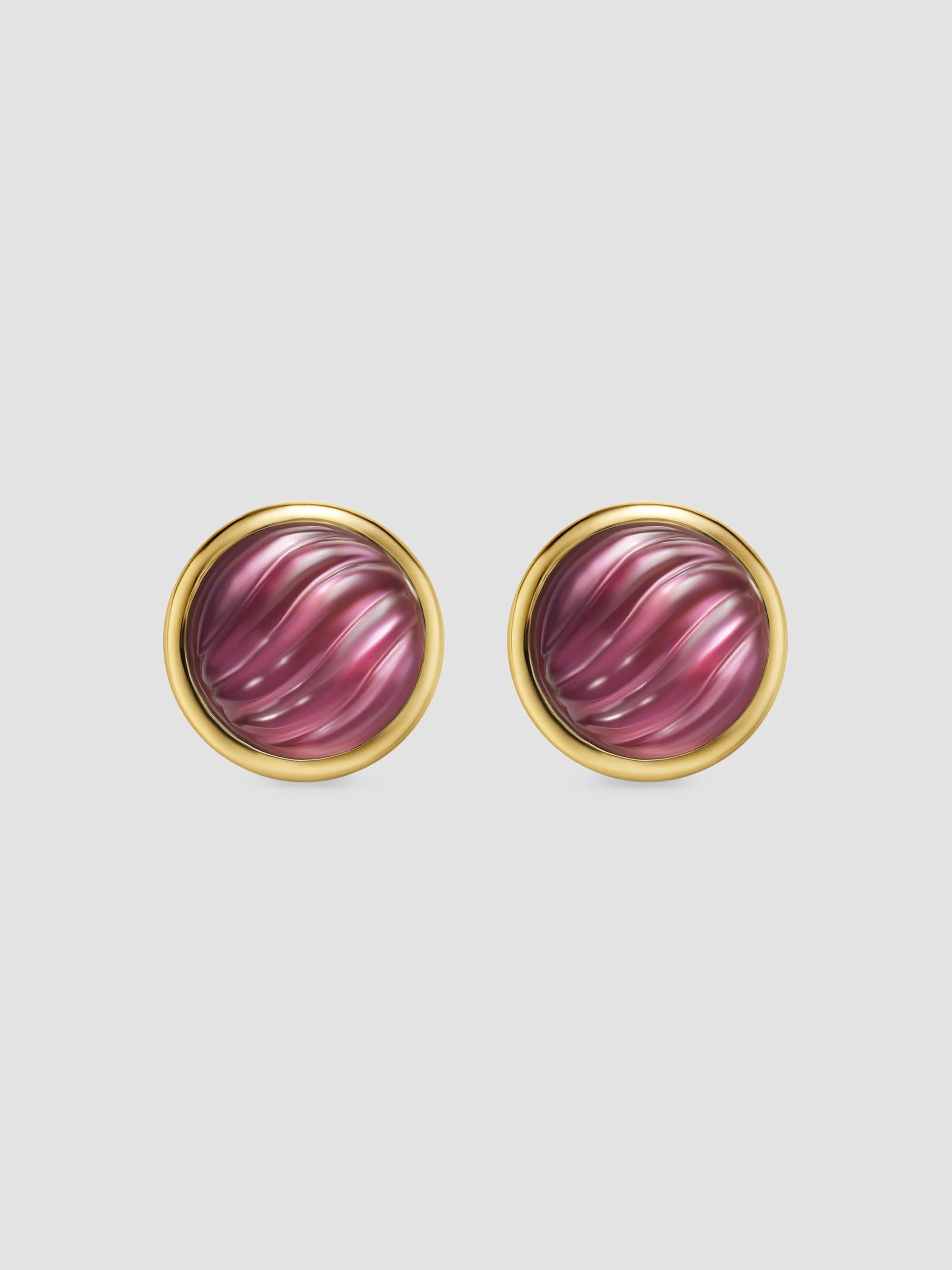 Women's Sculpted Cable Stud Earrings in 18K Yellow Gold