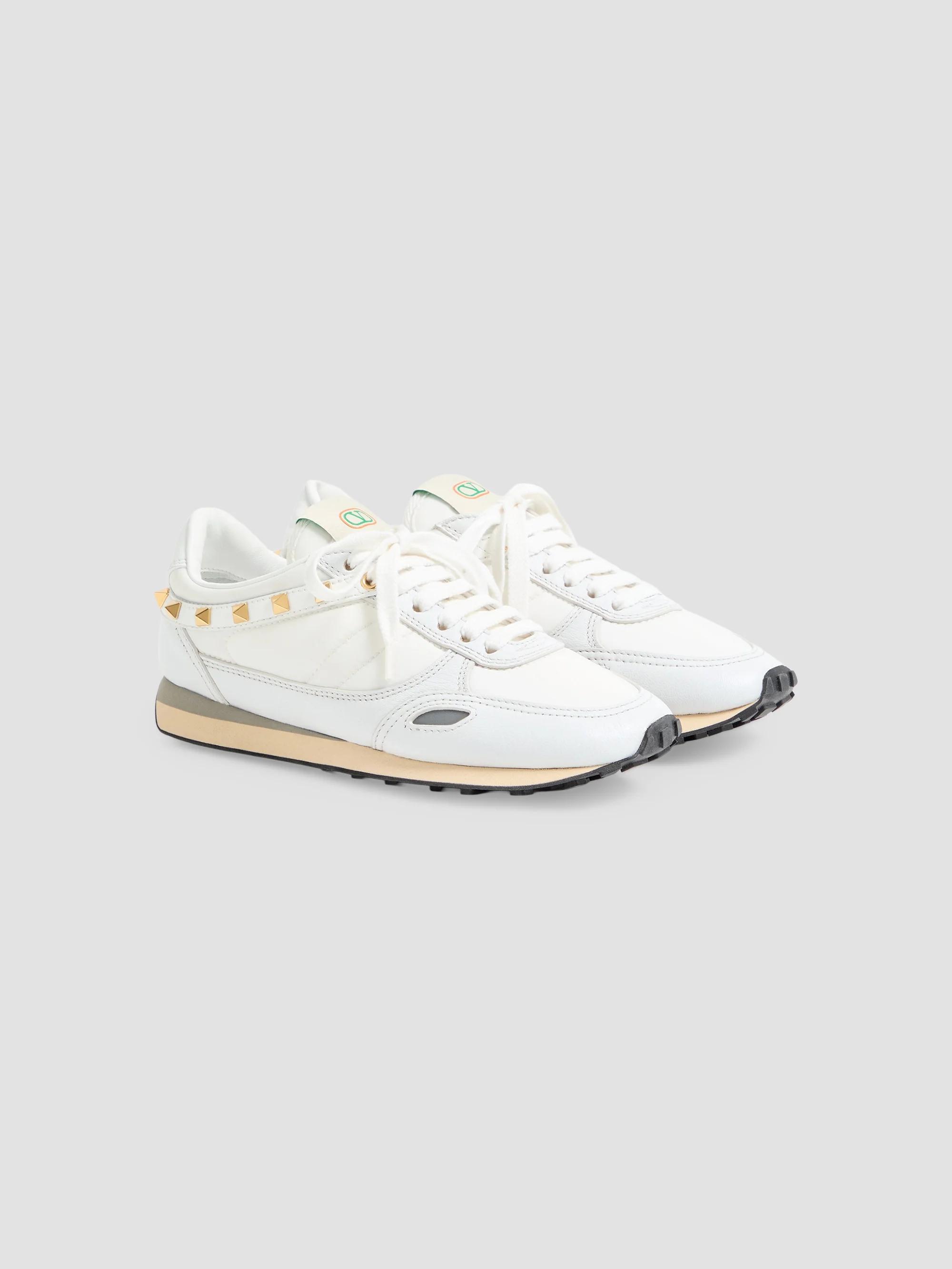 Valentino Garavani Stud-Up Leather and Nylon Sneakers | Saks Fifth Avenue