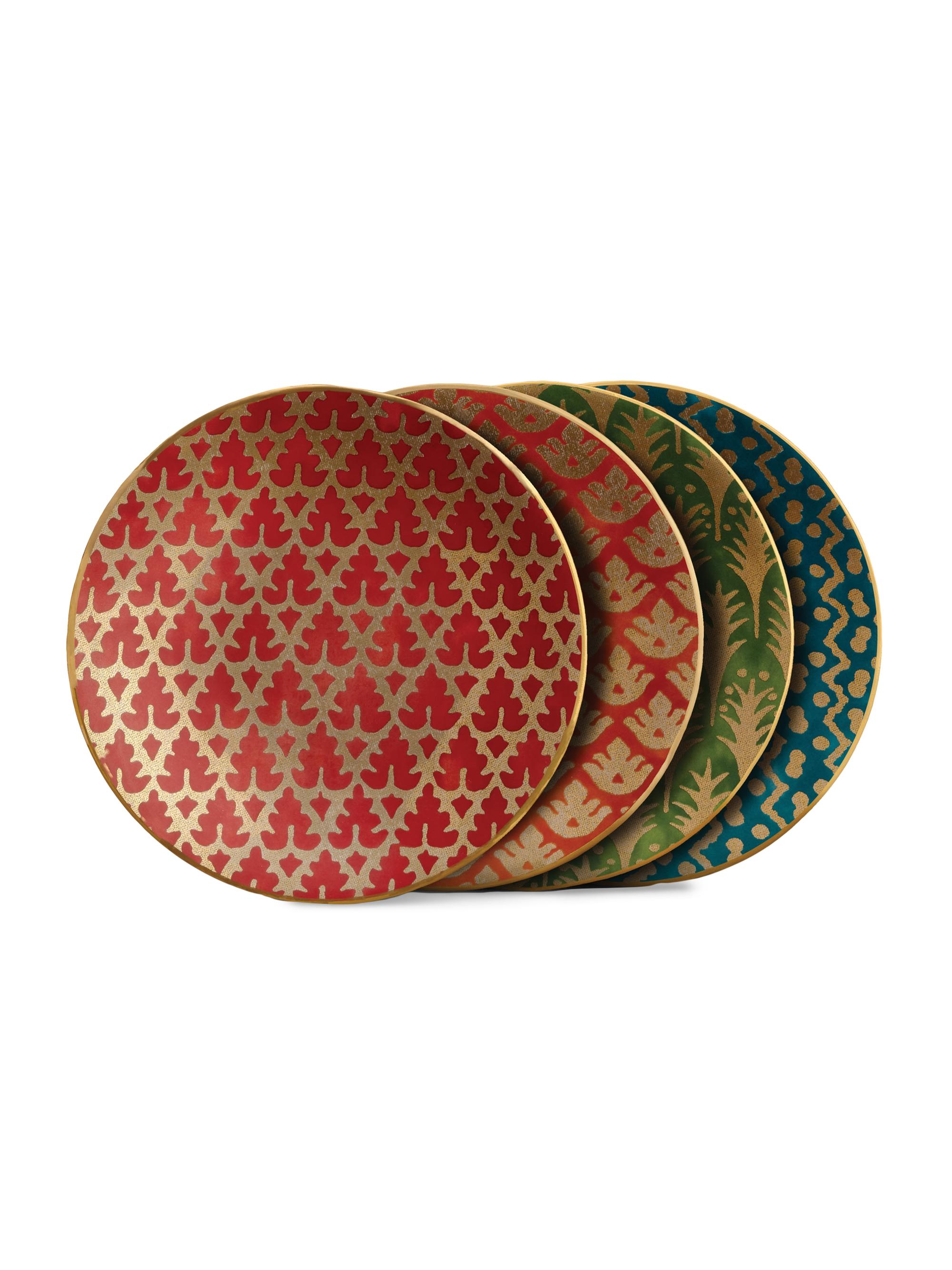 L'Objet Fortuny Assorted 4-Piece Canape Plate Set - Gold