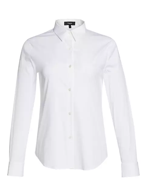 Shop Theory Tenia Luxe Cotton Shirt | Saks Fifth Avenue