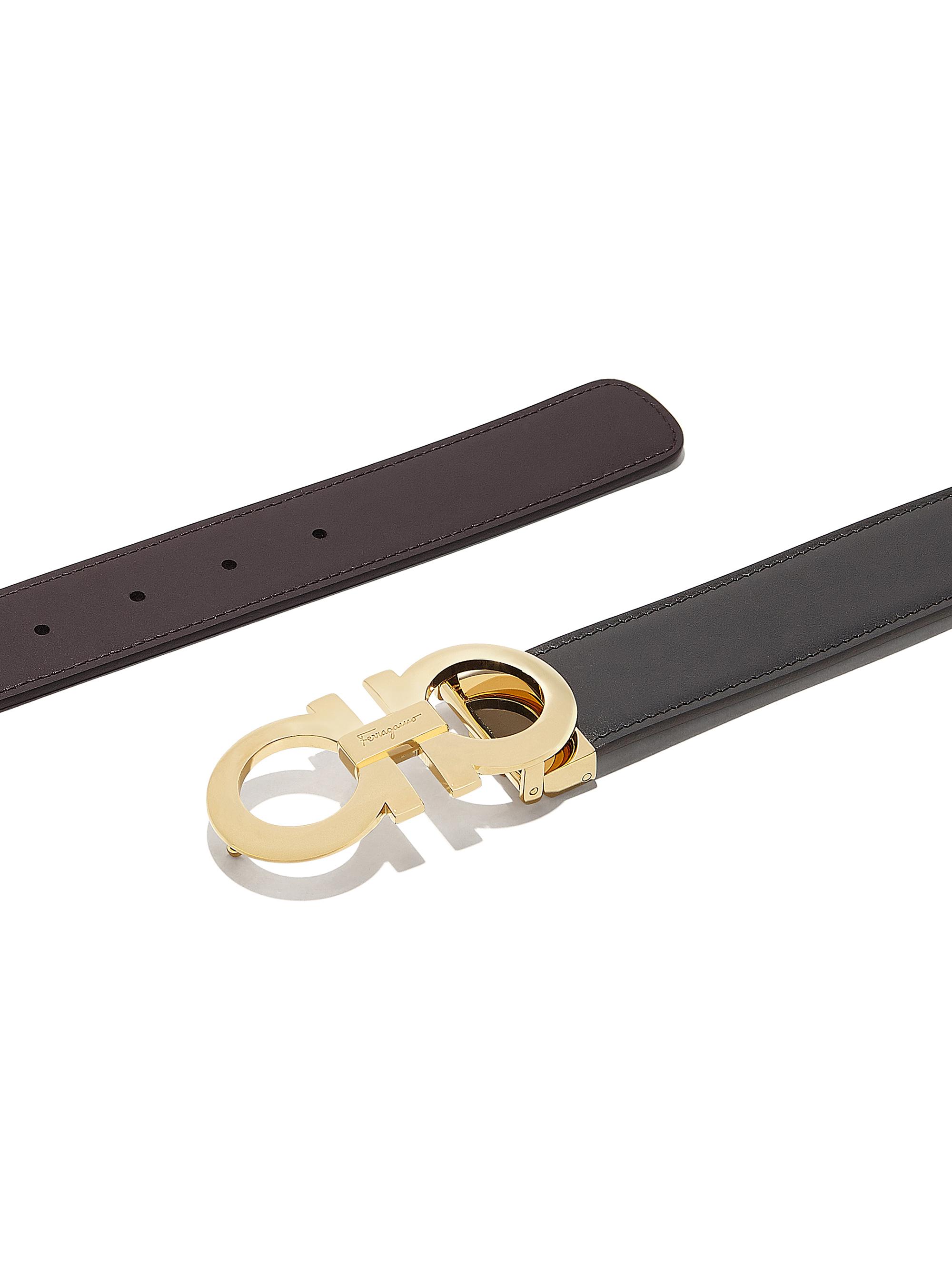 FERRAGAMO Gancini Buckle Adjustable Cut-to-Size Reversible Belt