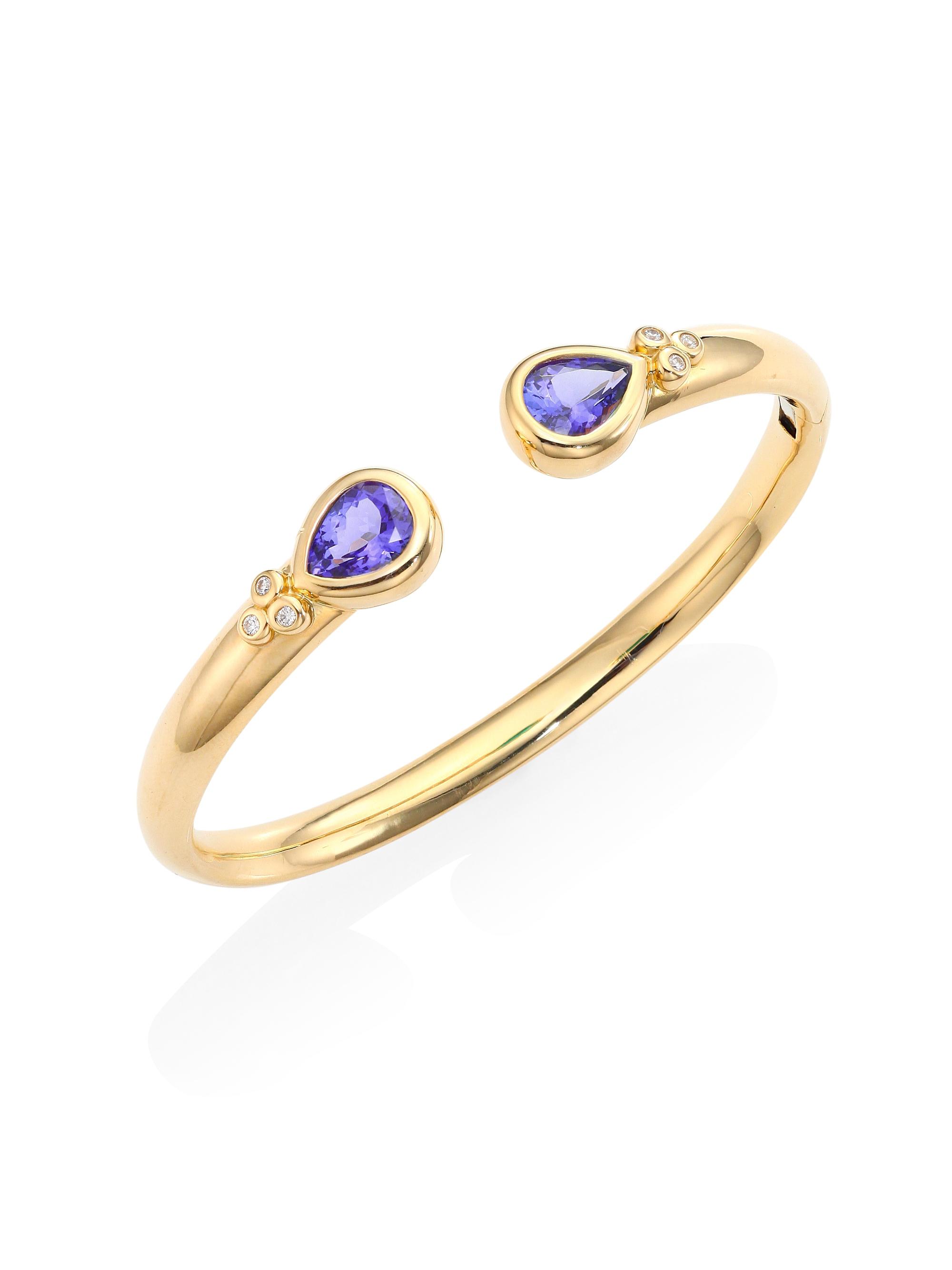Temple St. Clair Women's Florence86 Bella 18K Yellow Gold, Tanzanite & Diamond Cuff Bracelet - Yellow Gold