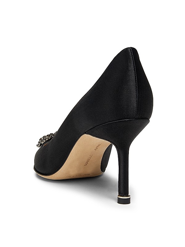 Shop Manolo Blahnik Hangisi 70MM Crystal-Embellished Satin Shop Manolo Blahnik Hangisi 70MM Crystal-Embellished Satin