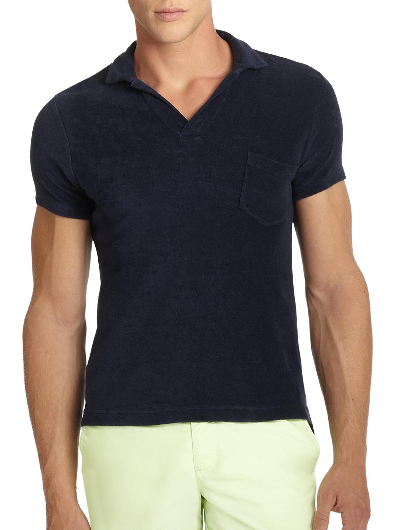 Orlebar Brown Terry Cotton Polo - Navy