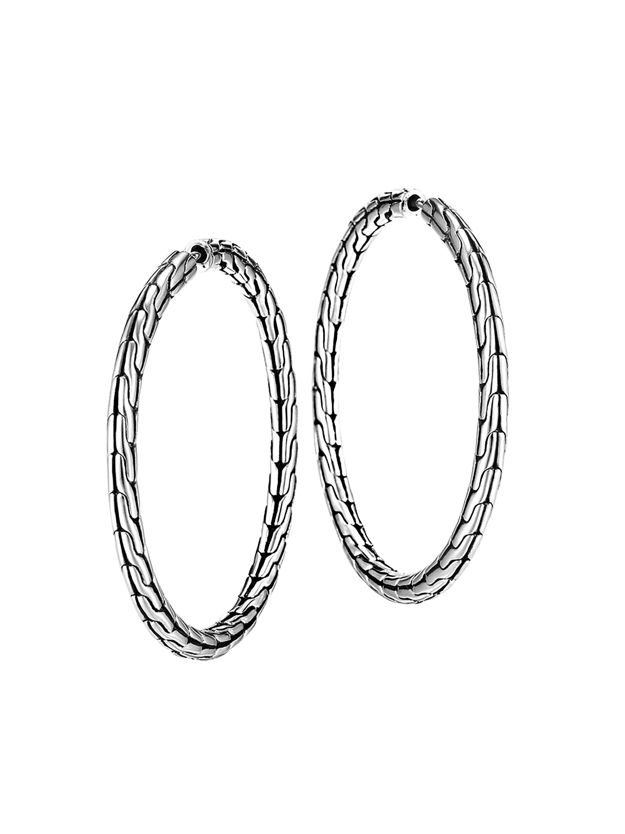 John Hardy Women's Classic Chain Sterling Silver  Hoop Earrings - Silver
