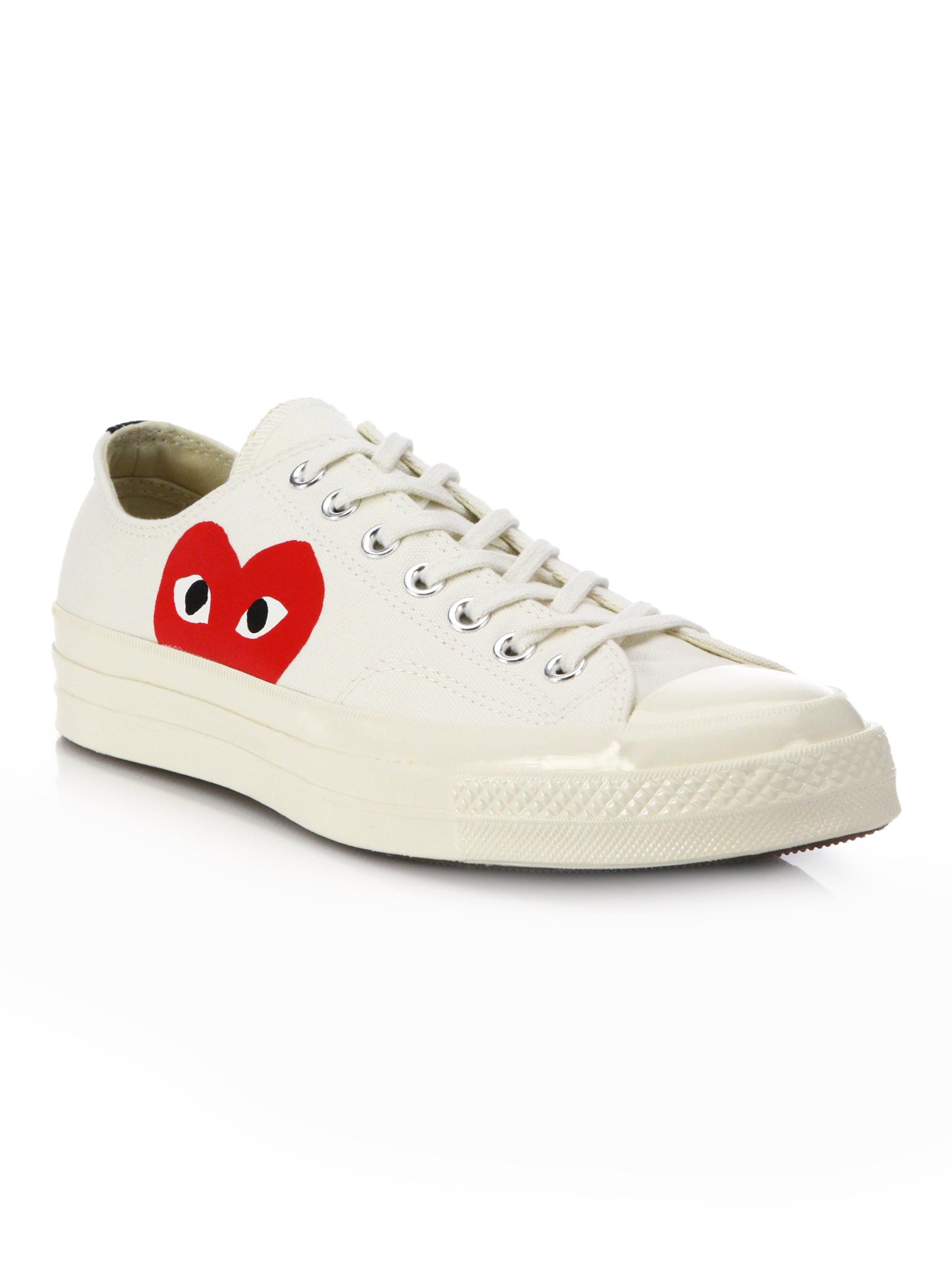 Comme des Garçons PLAY Women's Peek-A-Boo Canvas Low-Top Sneakers - White