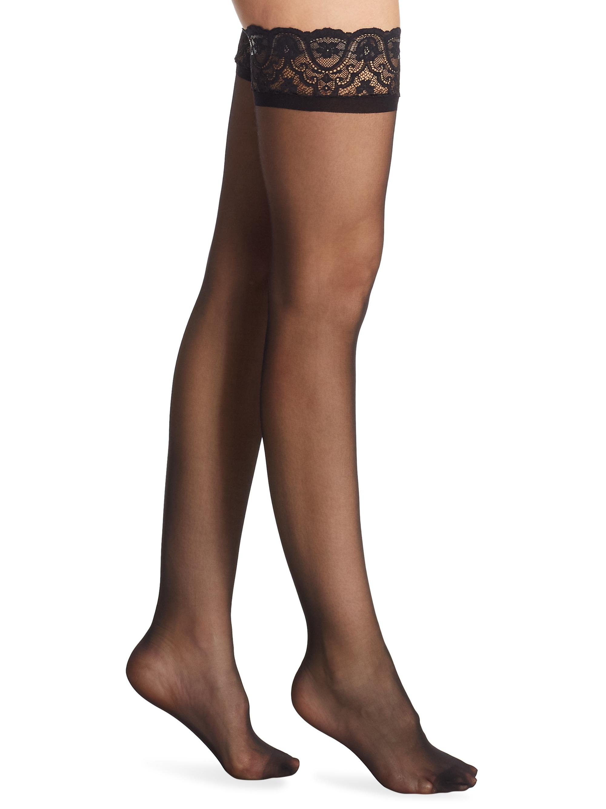 Commando Women's Lace All Night Sexy Thigh Highs - Black