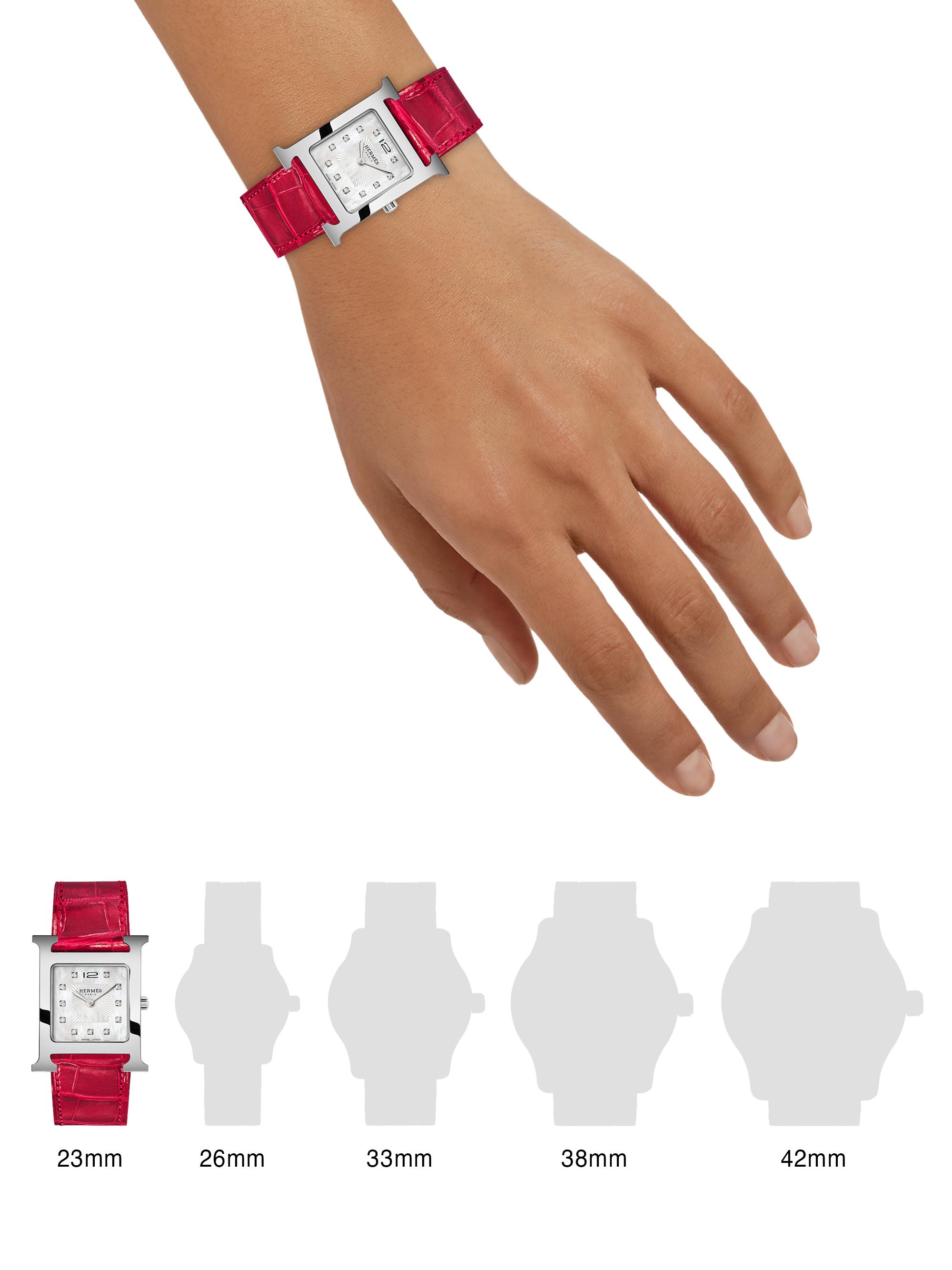 HERMÈS Heure H Diamond, Stainless Steel & Alligator Strap Watch