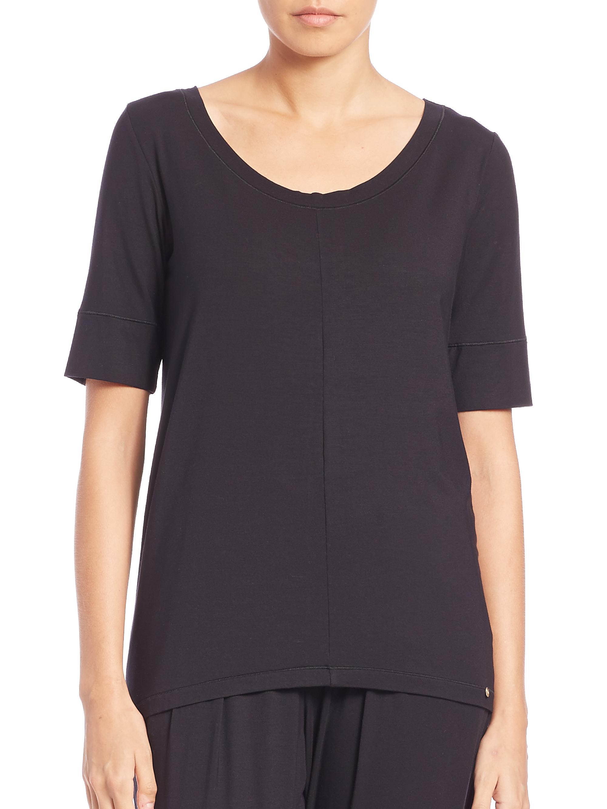 Hanro Women's Yoga Short Sleeve Top - Black