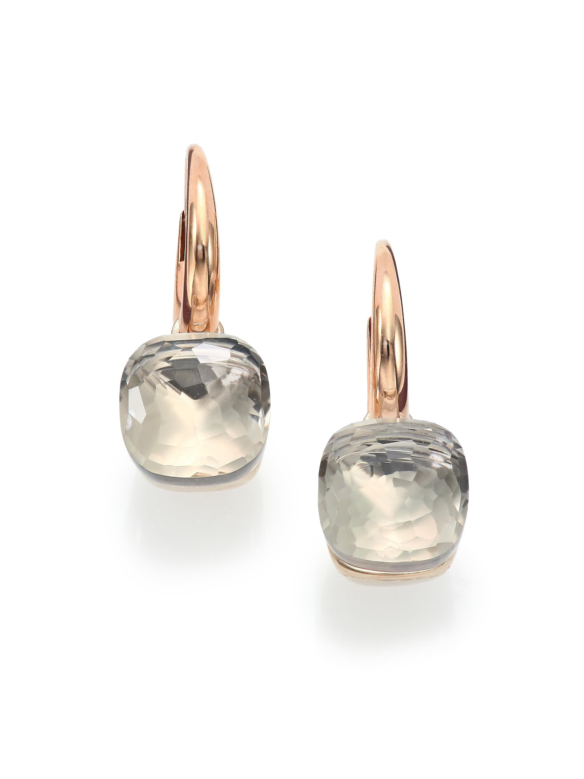 Pomellato Nudo White Topaz & 18K Rose Gold Leverback Earrings - Rose Gold