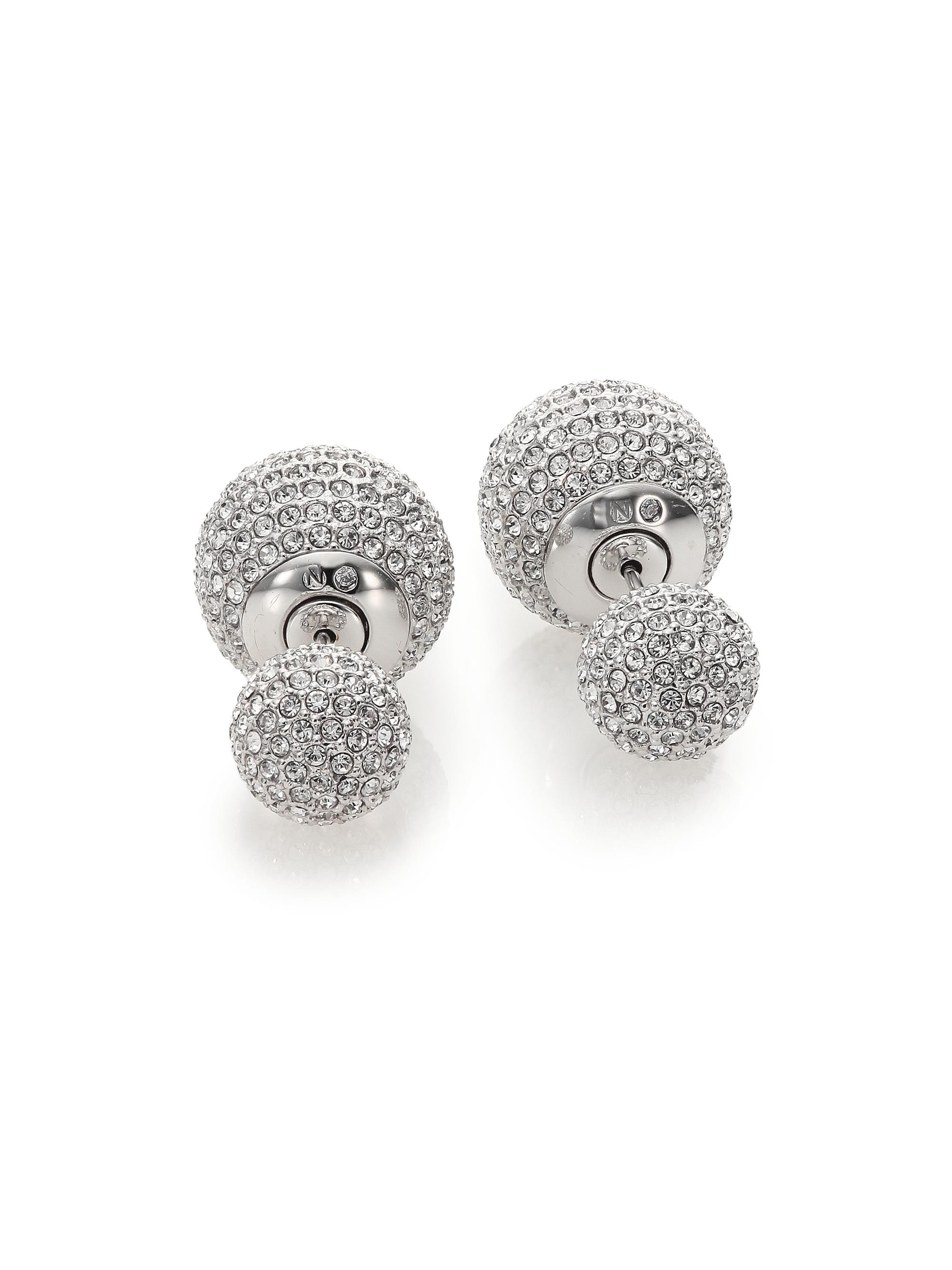 Adriana Orsini Decadence Pavé Crystal Ball Two-Sided Earrings - Silver