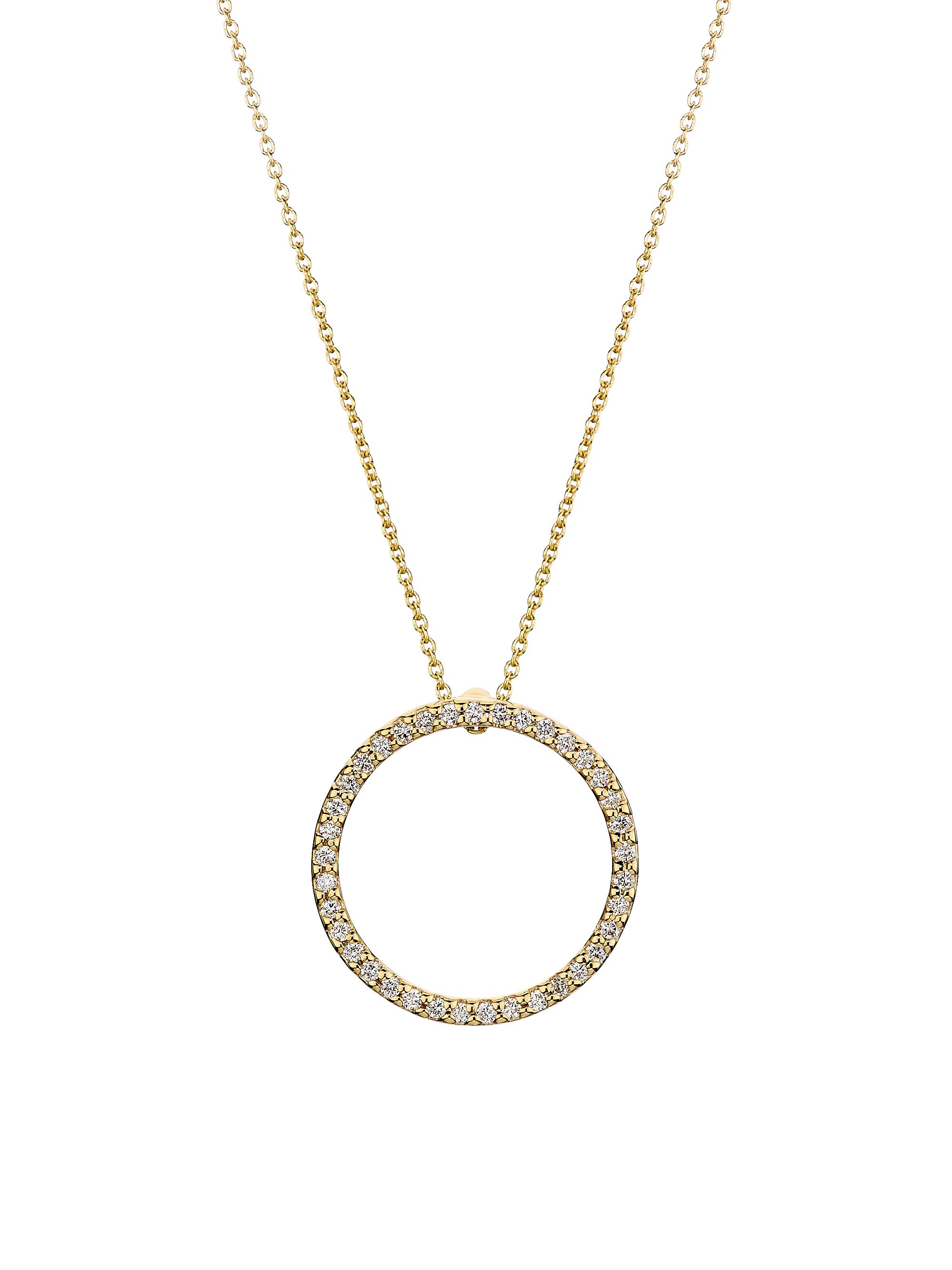 Roberto Coin Women's Tiny Treasures  Diamond Circle 18K Yellow Gold, Ruby & 0.26 TCW Diamond Necklace - Yellow Gold