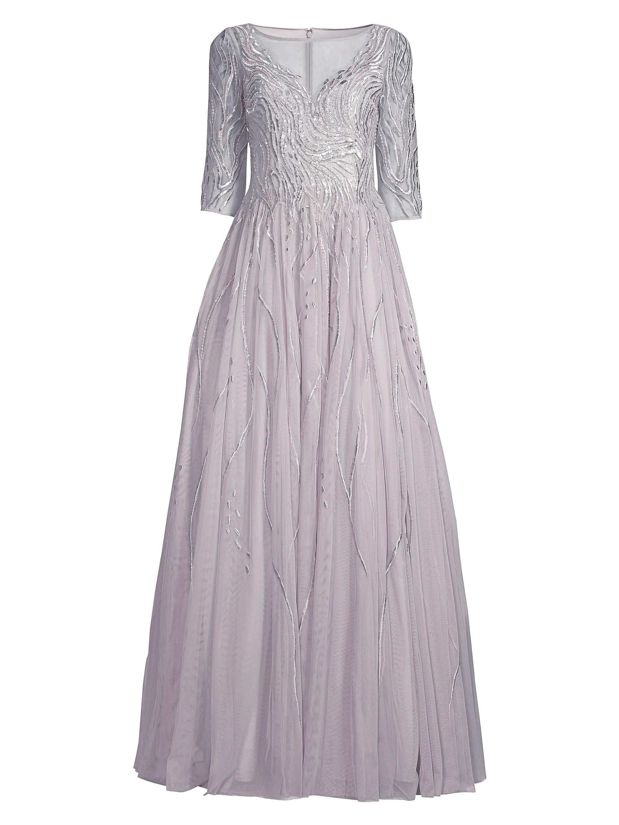 Basix Women's Embroidered Illusion Gown - Grey