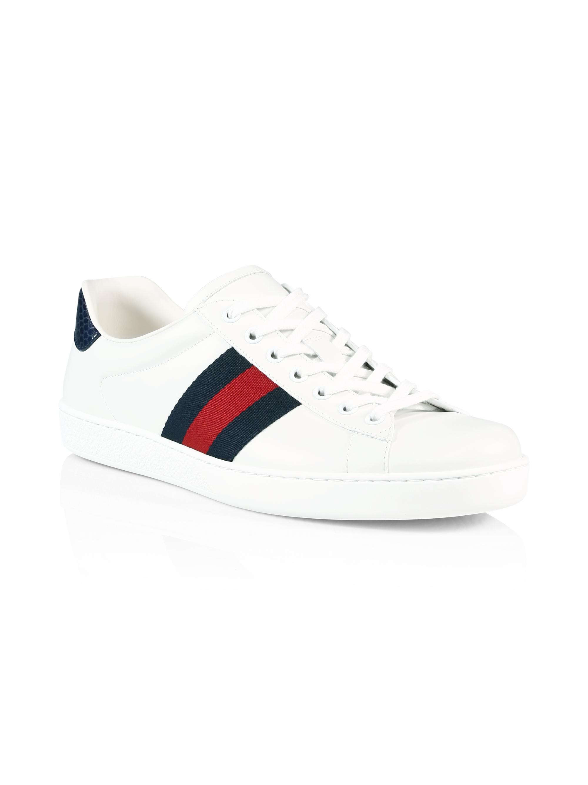 Gucci New Ace Crocodile-Embossed Sneakers | Saks Fifth Avenue
