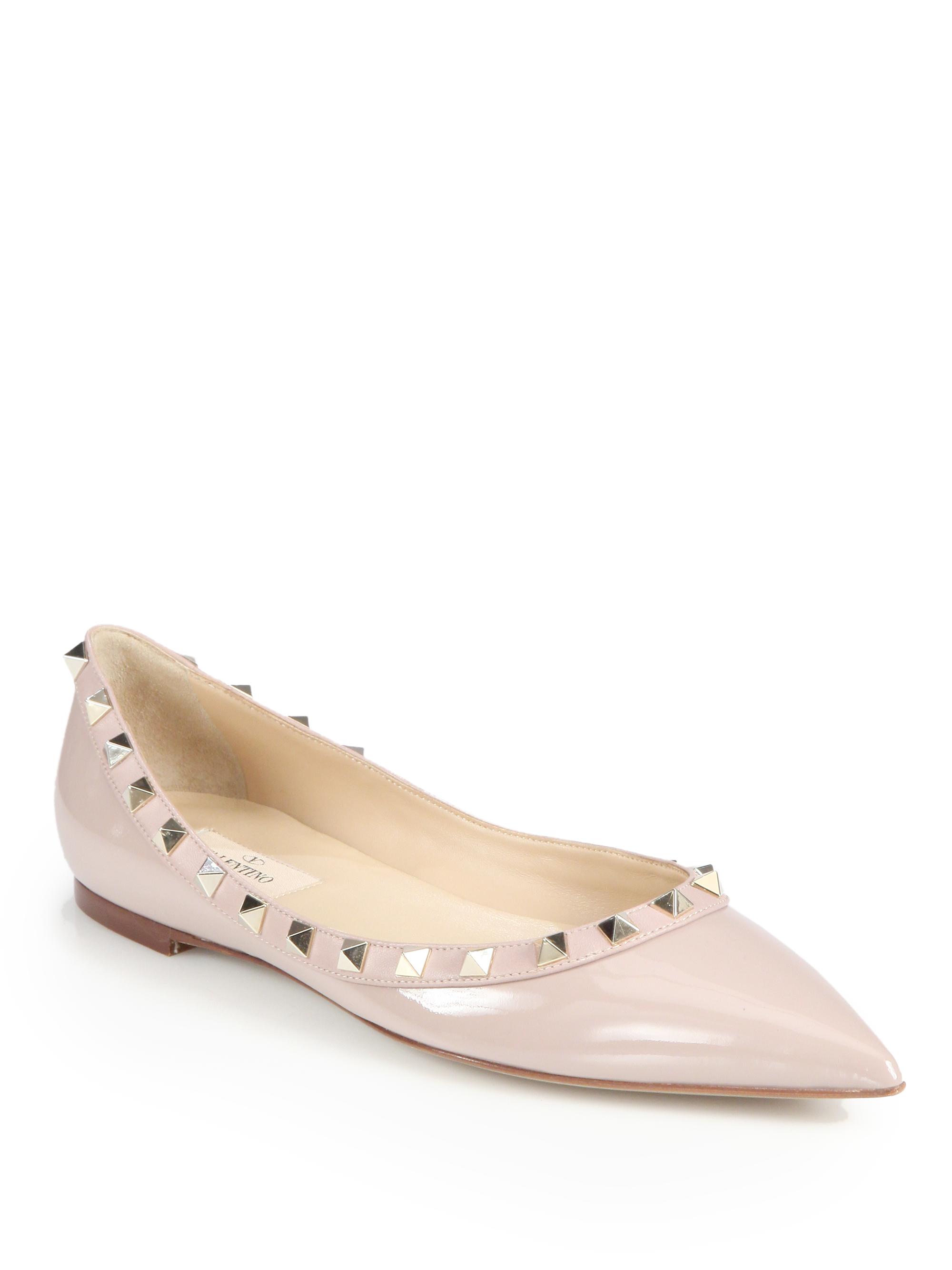 Valentino Garavani Women's Rockstud Patent Leather Ballet Flats - Blush