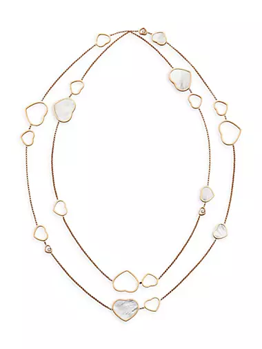 Happy Hearts 18K Rose Gold, Diamond & Mother-Of-Pearl 2-Strand Station Necklace