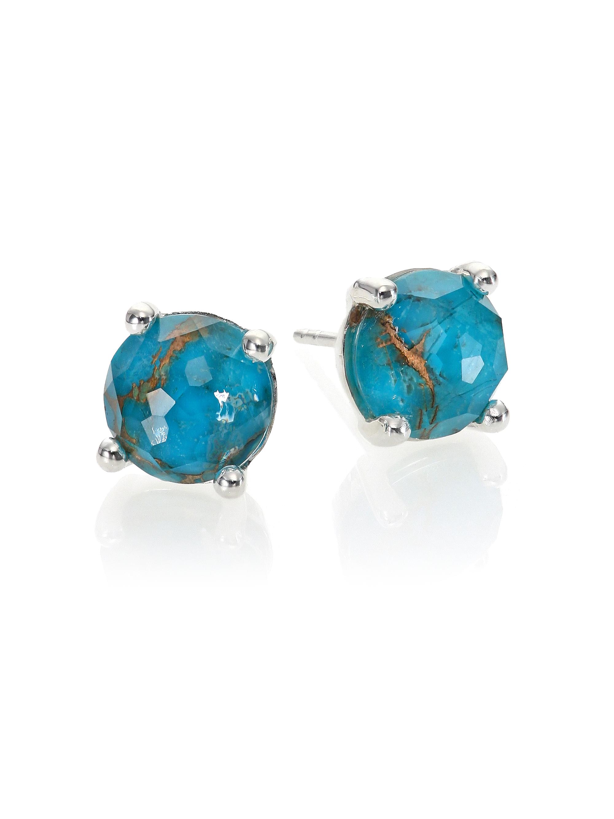 Ippolita Women's Rock Candy Bronze Turquoise, Clear Quartz & Sterling Silver Mini Stud Earrings - Blue