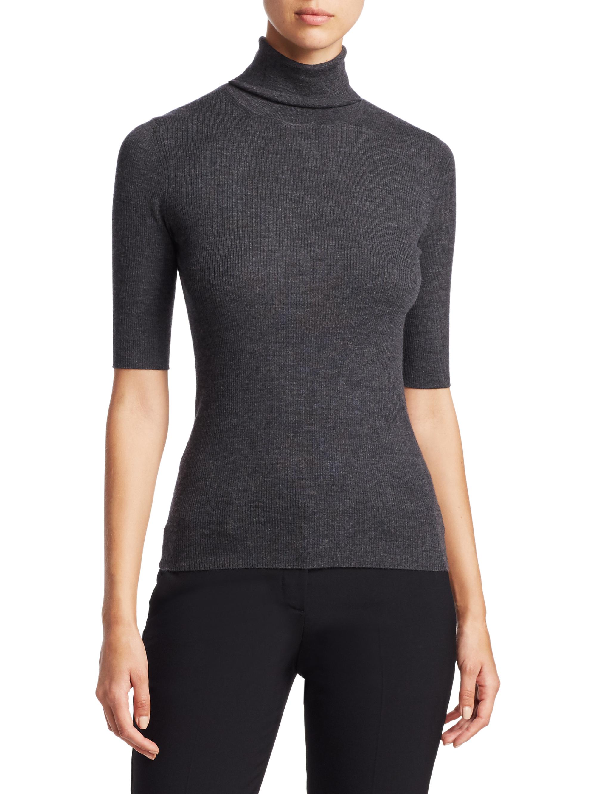 Theory Women's Wool Turtleneck Sweater - Charcoal Melange
