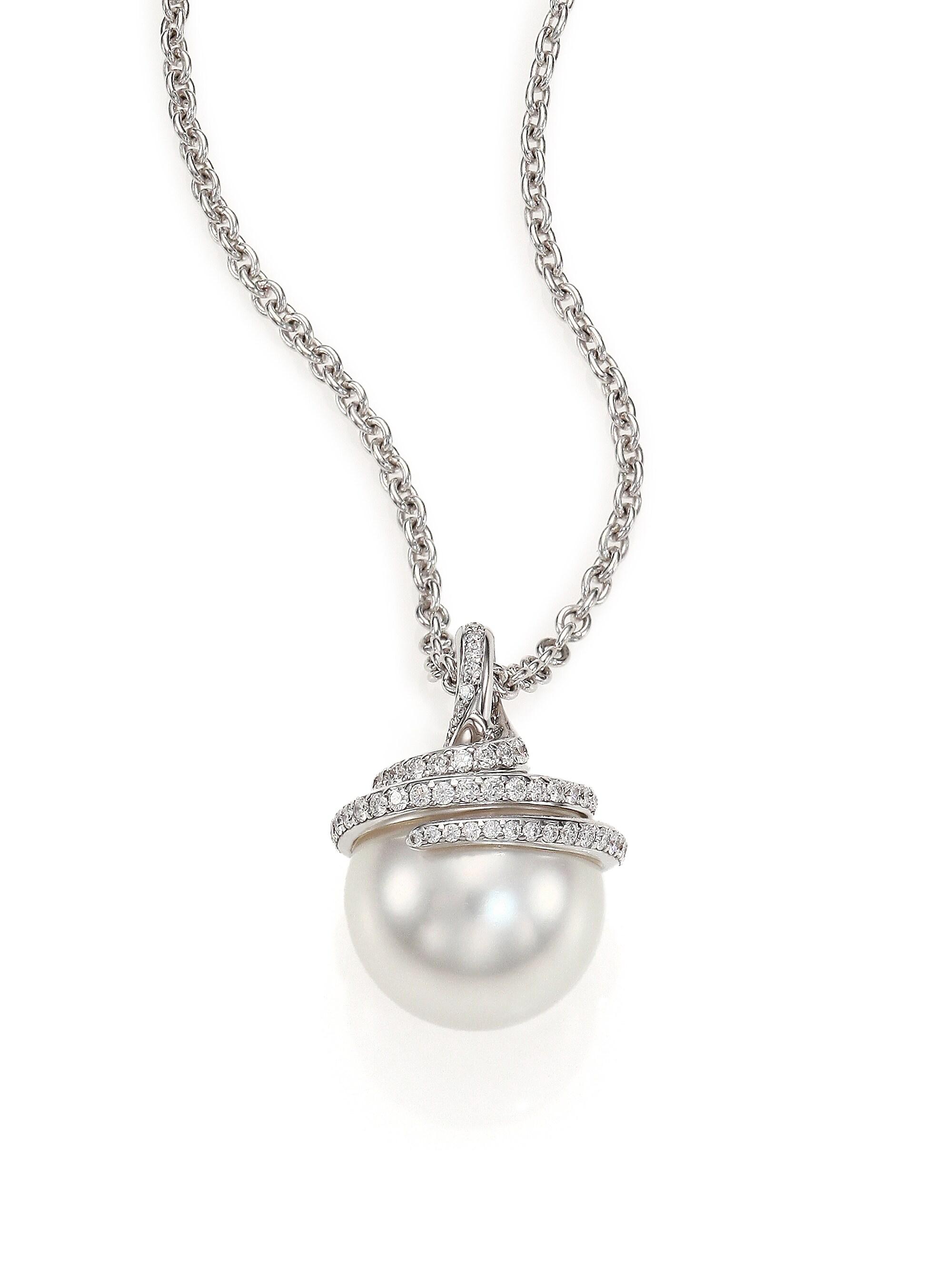 Mikimoto Twist 11MM White Cultured South Sea Pearl, Diamond & 18K