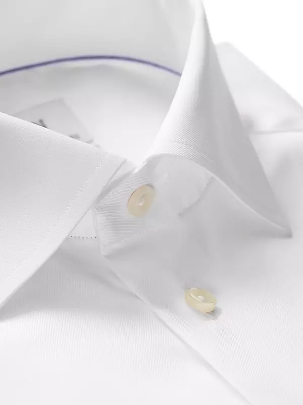 White Herringbone Signature Twill Shirt - Eton