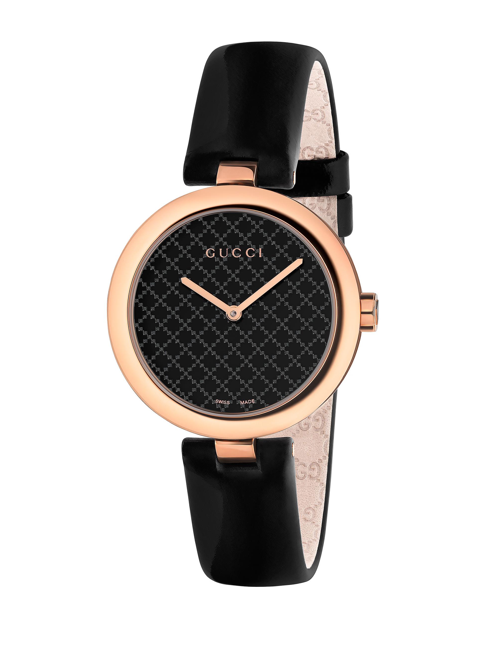 Gucci Women's Diamantissima Rose Goldtone & Leather Strap Watch/32MM - Black
