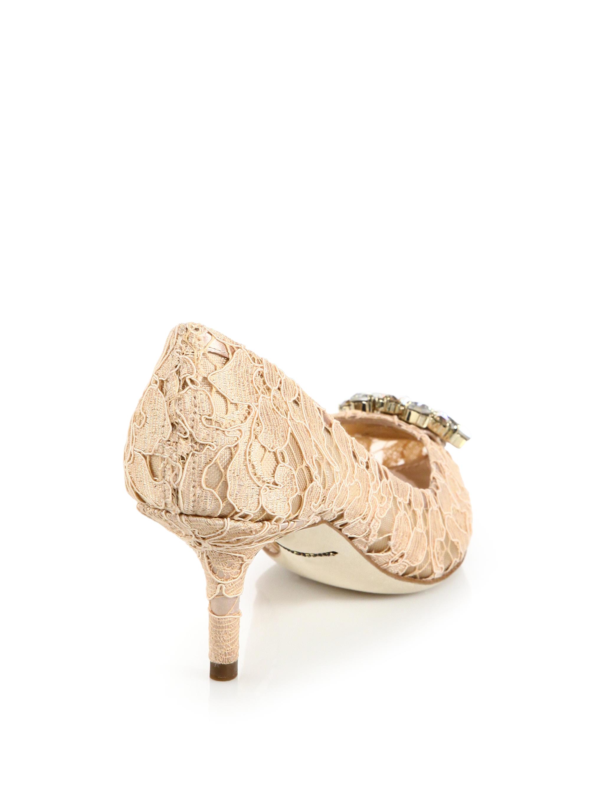 Dolce&Gabbana Embellished Lace Point Toe Pumps | Saks Fifth Avenue