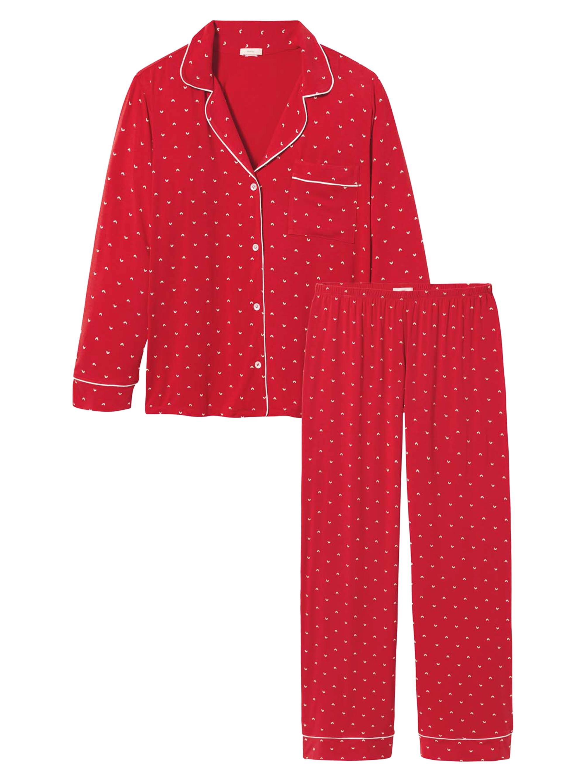 Eberjey Women's Sleep Chic 2-Piece Pajama Set - Triple Heart Haute Red
