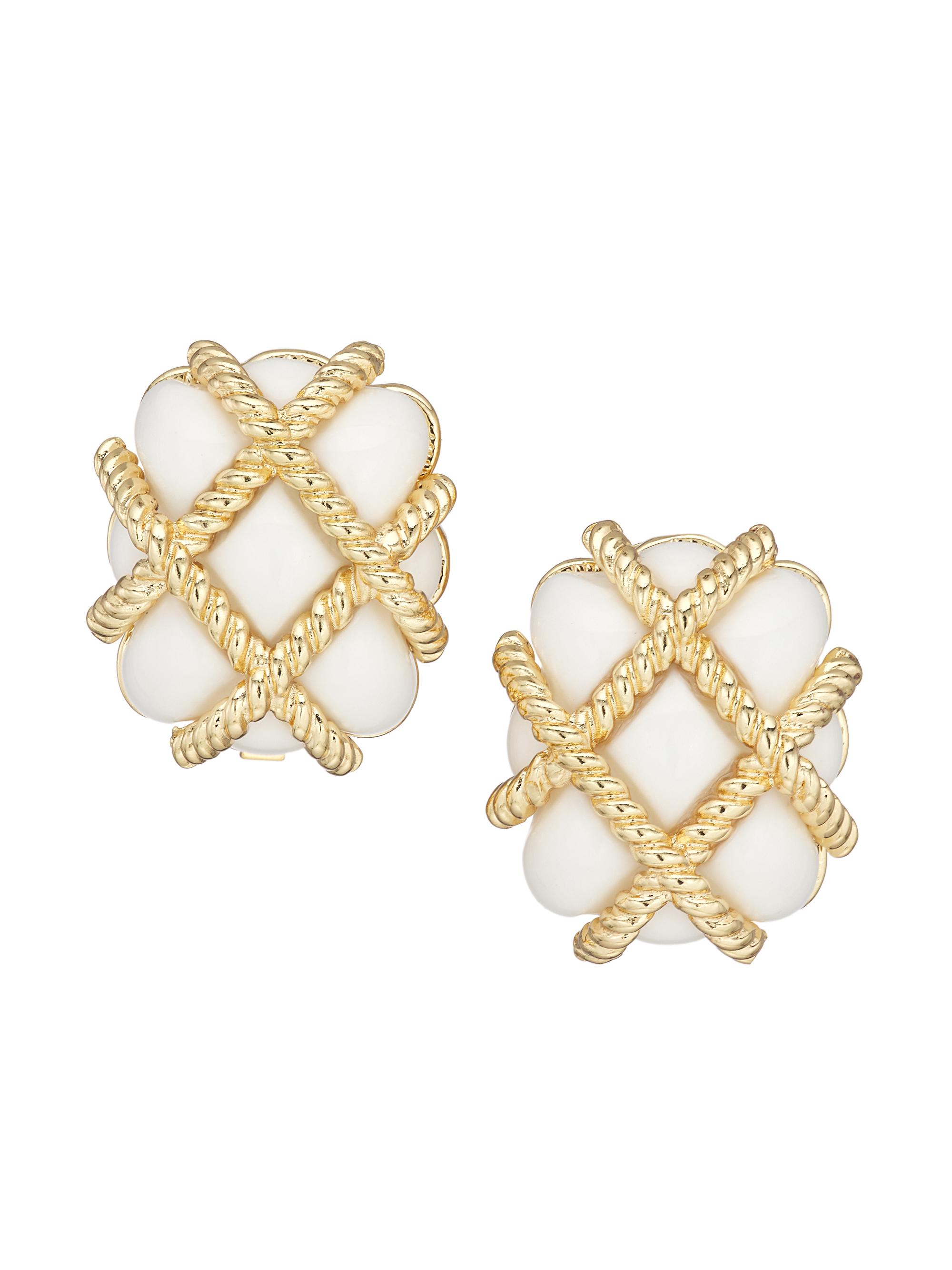 Kenneth Jay Lane Women's Gold-Plated & Resin Clip-On Earrings - White