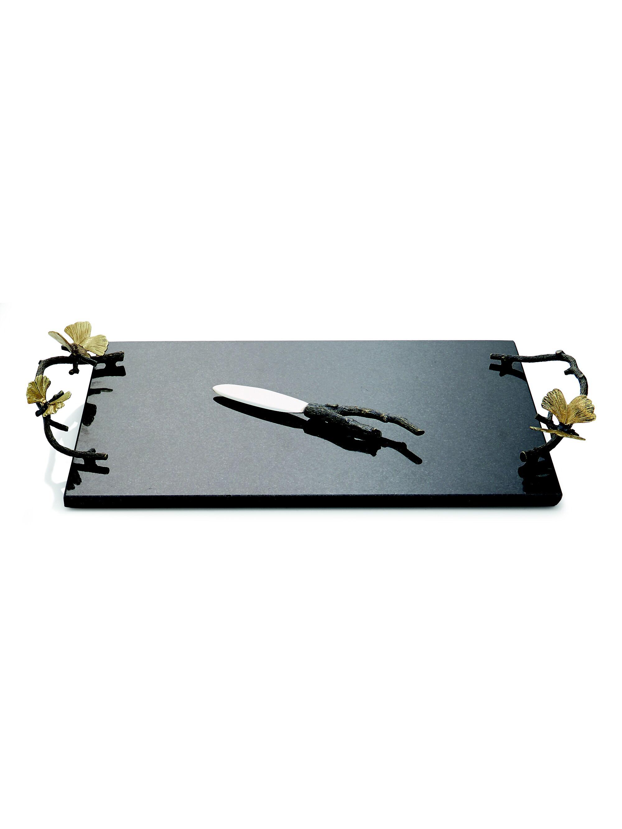 Michael Aram Two-Piece Butterfly Ginkgo Cheeseboard and Knife Set