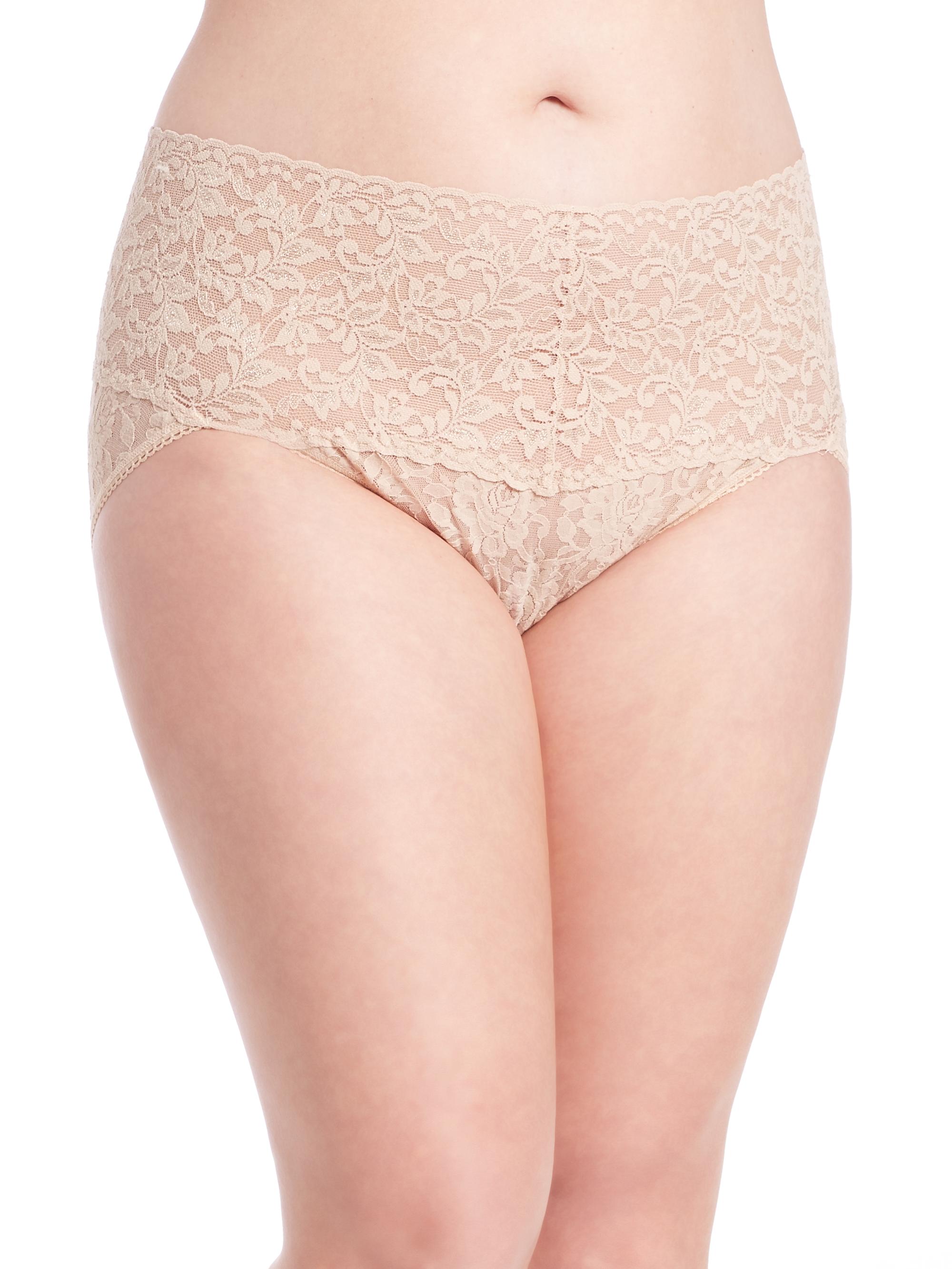 Hanky Panky Women's Plus Retro Lace V-Kini Panty - Chai