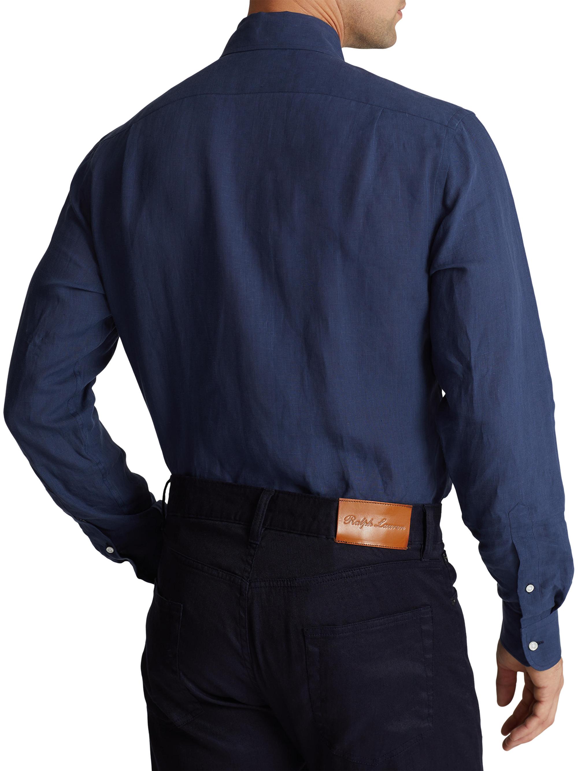 Ralph Lauren purpl label リネン シャツ ネイビー XL Ralph Lauren Purple Label Classic Linen Sport Shirt | Saks