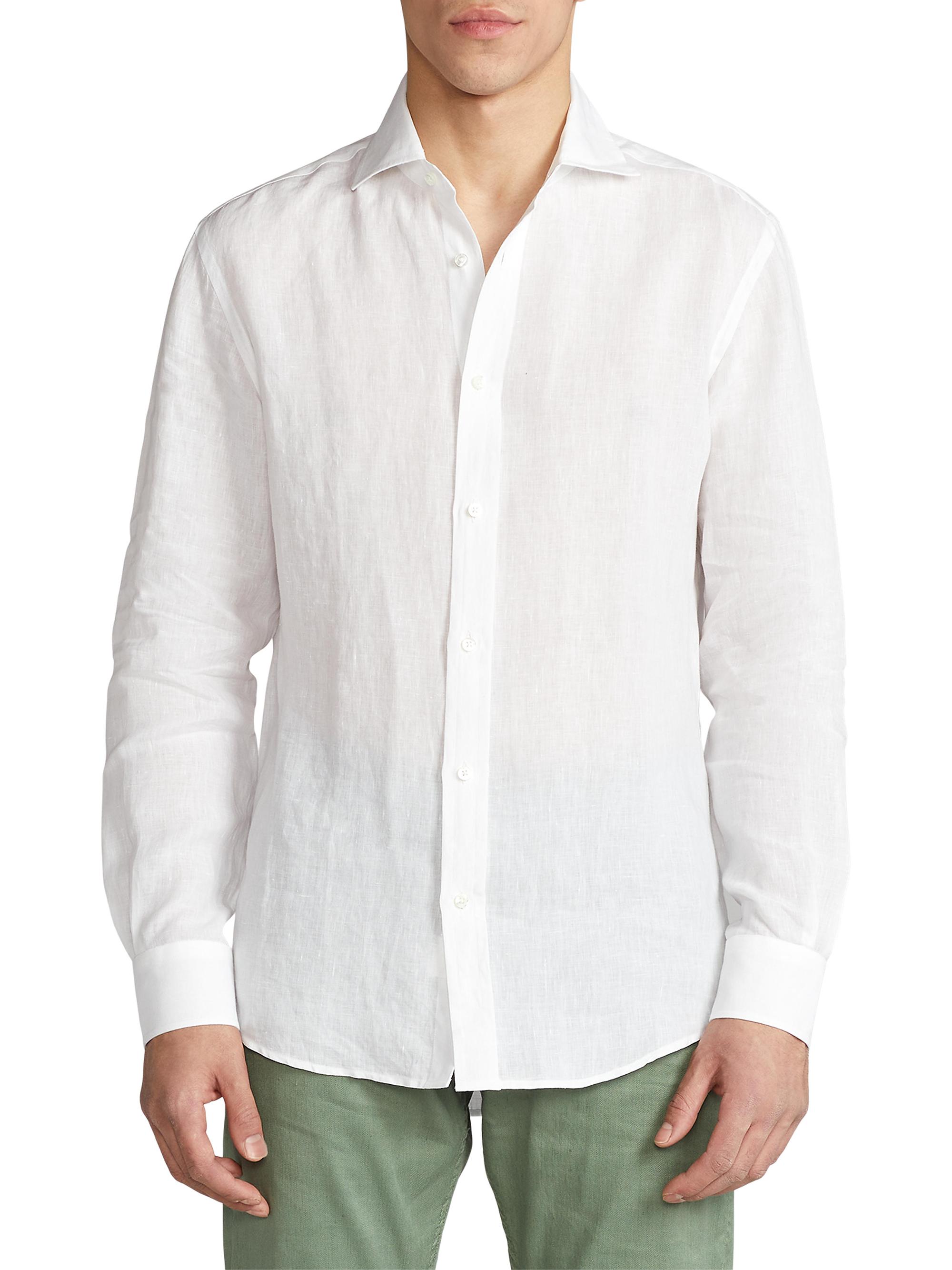 Ralph Lauren Purple Label Classic Linen Sport Shirt | Saks Fifth