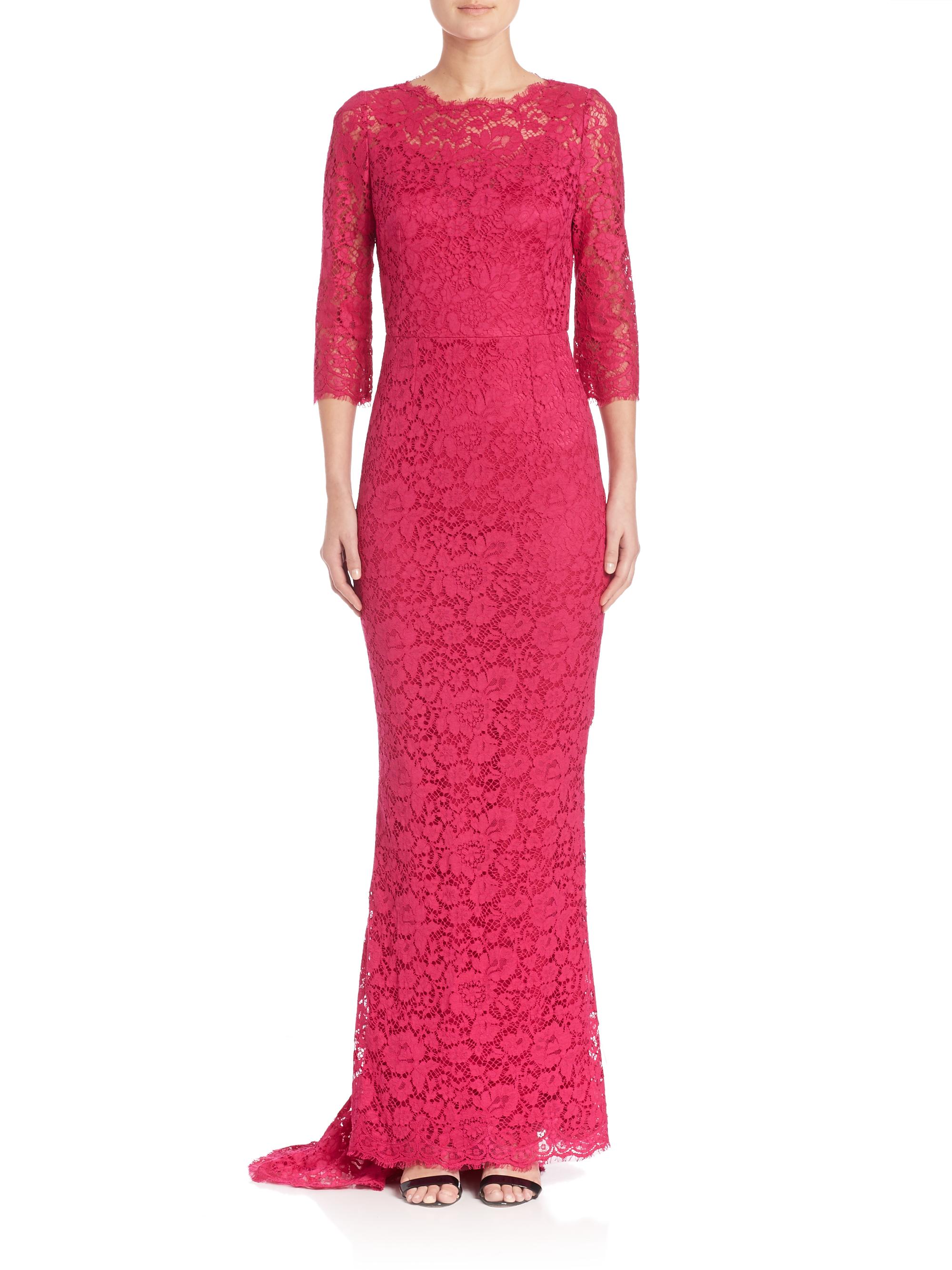 Dolce & Gabbana Women's Lace Open-Back Gown - Pink