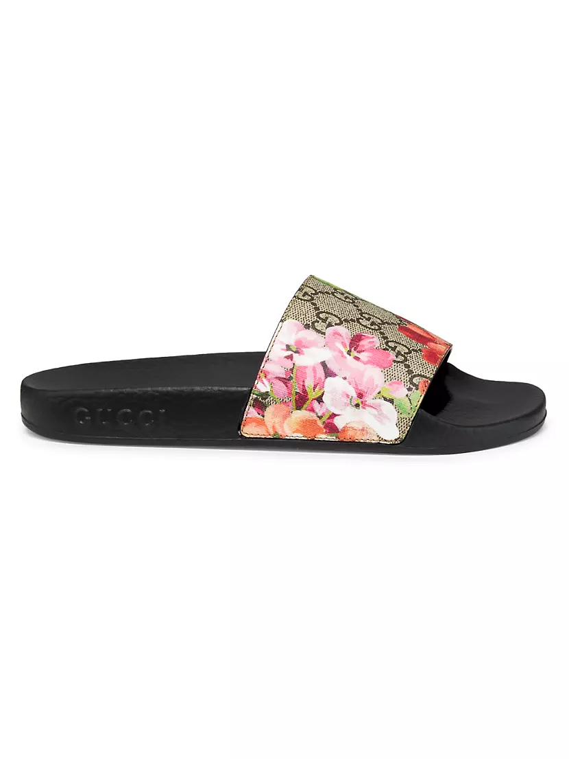 Gucci Women's GG Blooms Supreme Slide Sandals - Size 7 Neutral