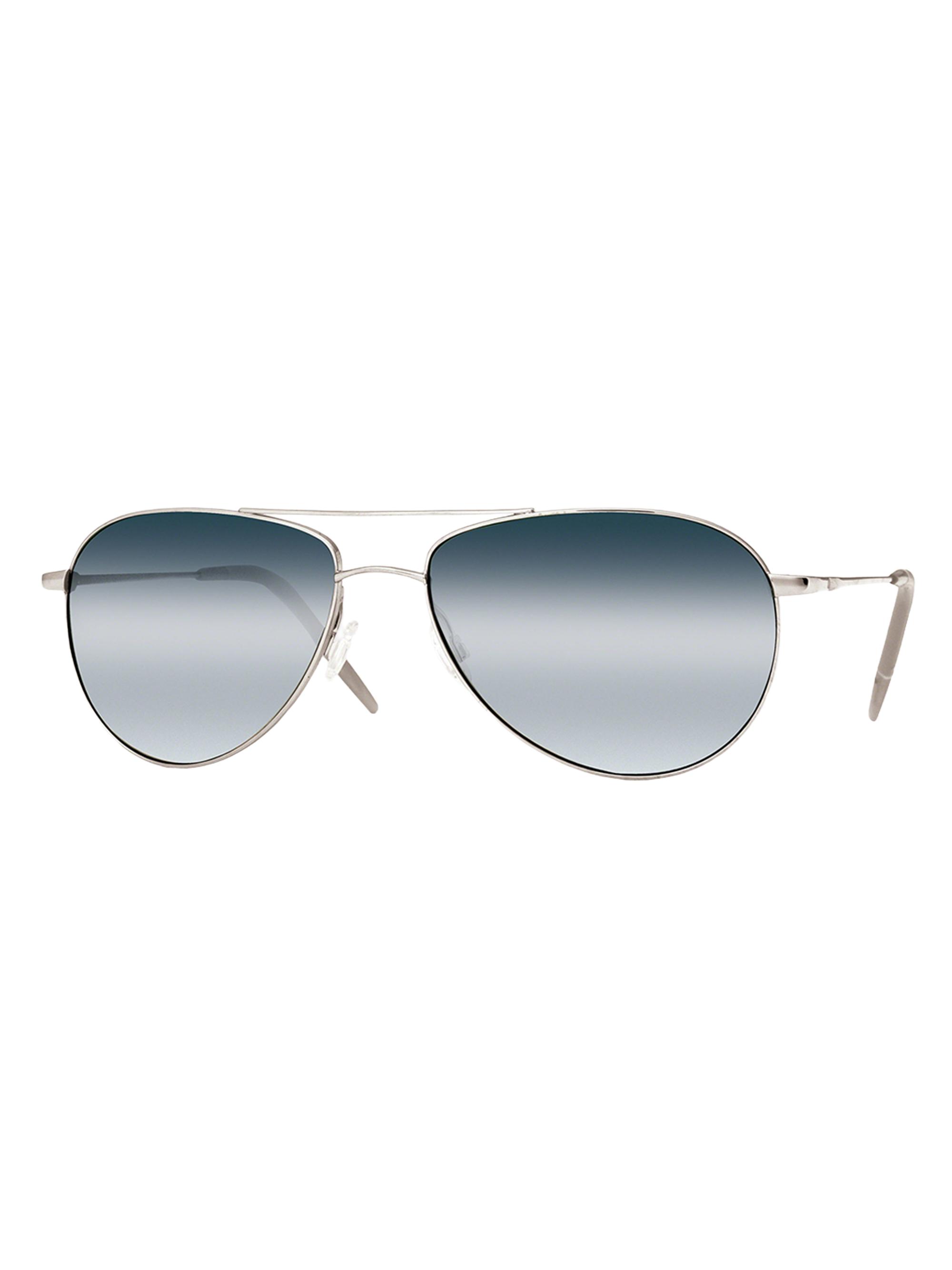 Oliver Peoples Men's Benedict 16MM Aviator Sunglasses - Silver | Thumbnail 4