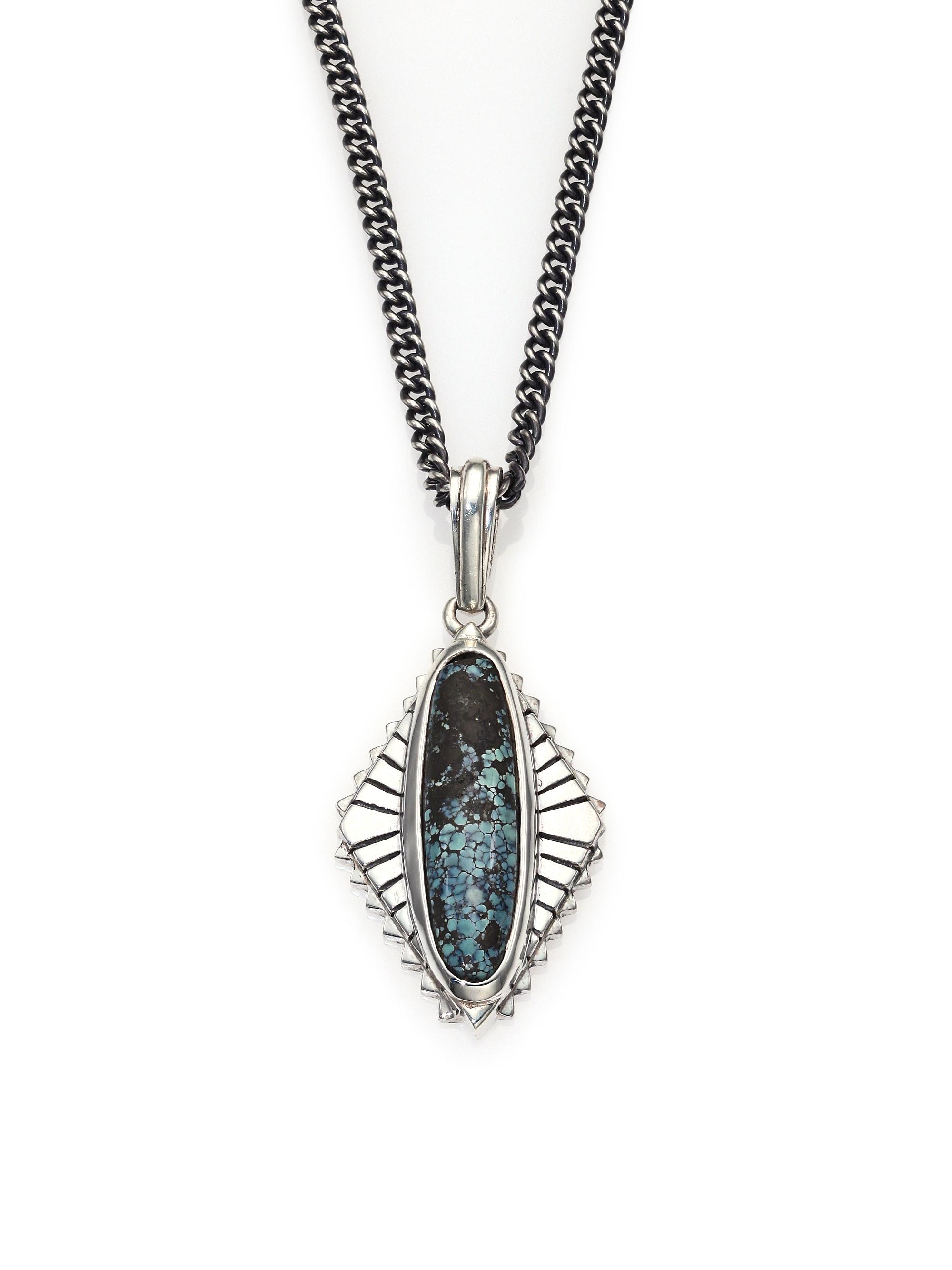 King Baby Studio Turquoise Concho Pendant - Silver Turquoise