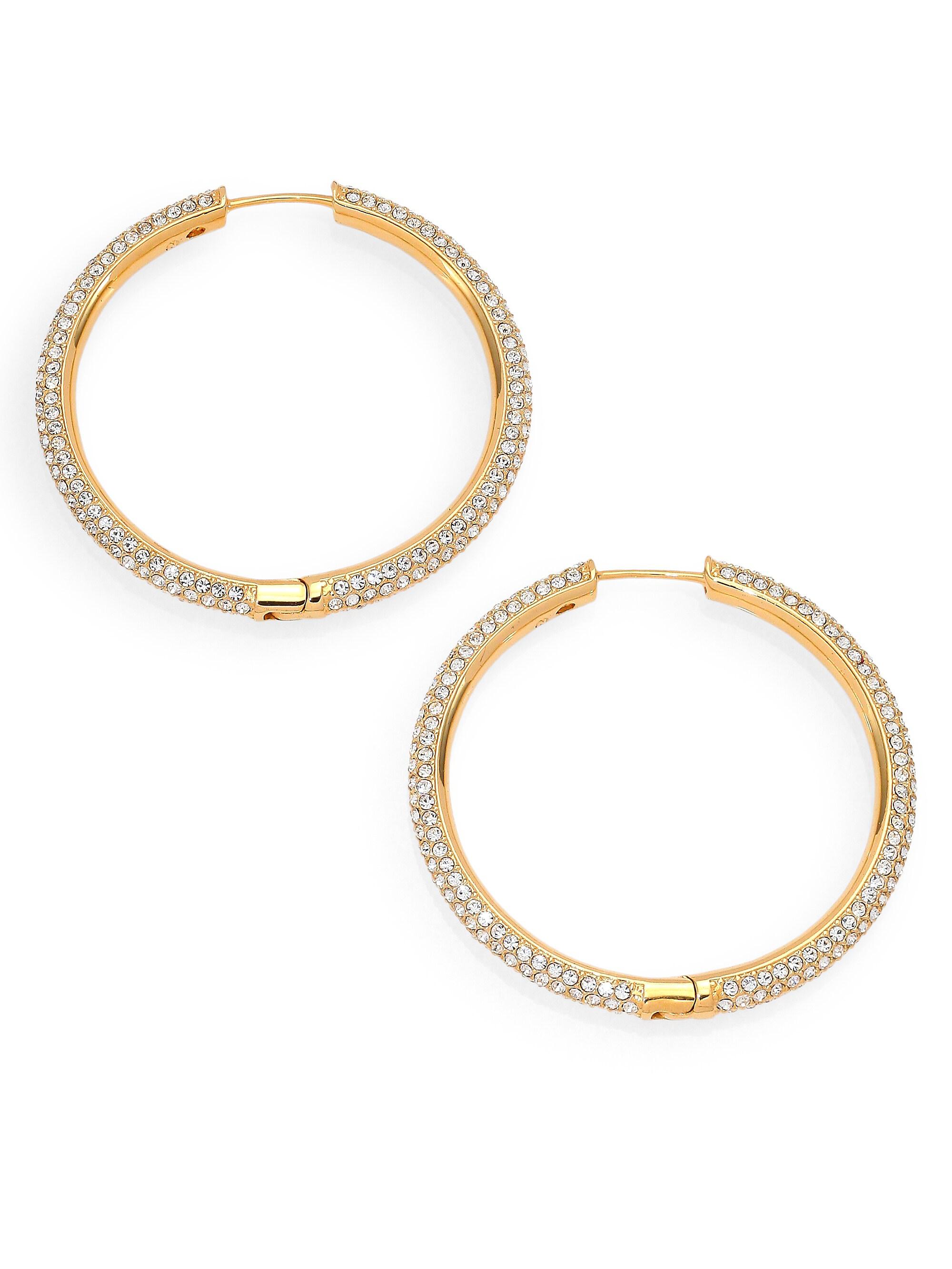 Adriana Orsini Women's 18K-Gold-Plated & Pavé Crystal Hoop Earrings - Gold - Women's Jewelry And Watches