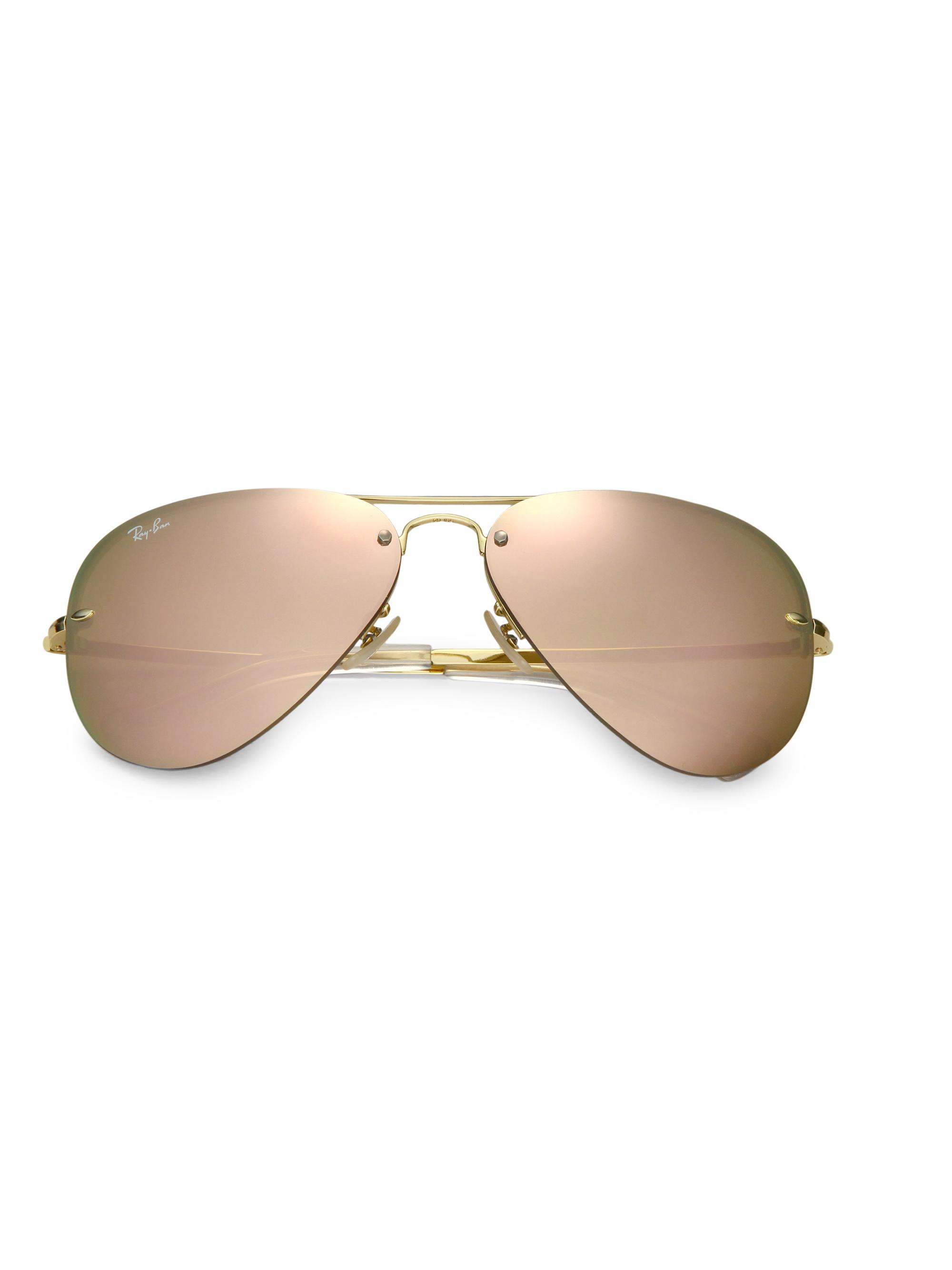 Ray-Ban RB3449 59MM Mirrored Semi-Rimless Aviator Sunglasses